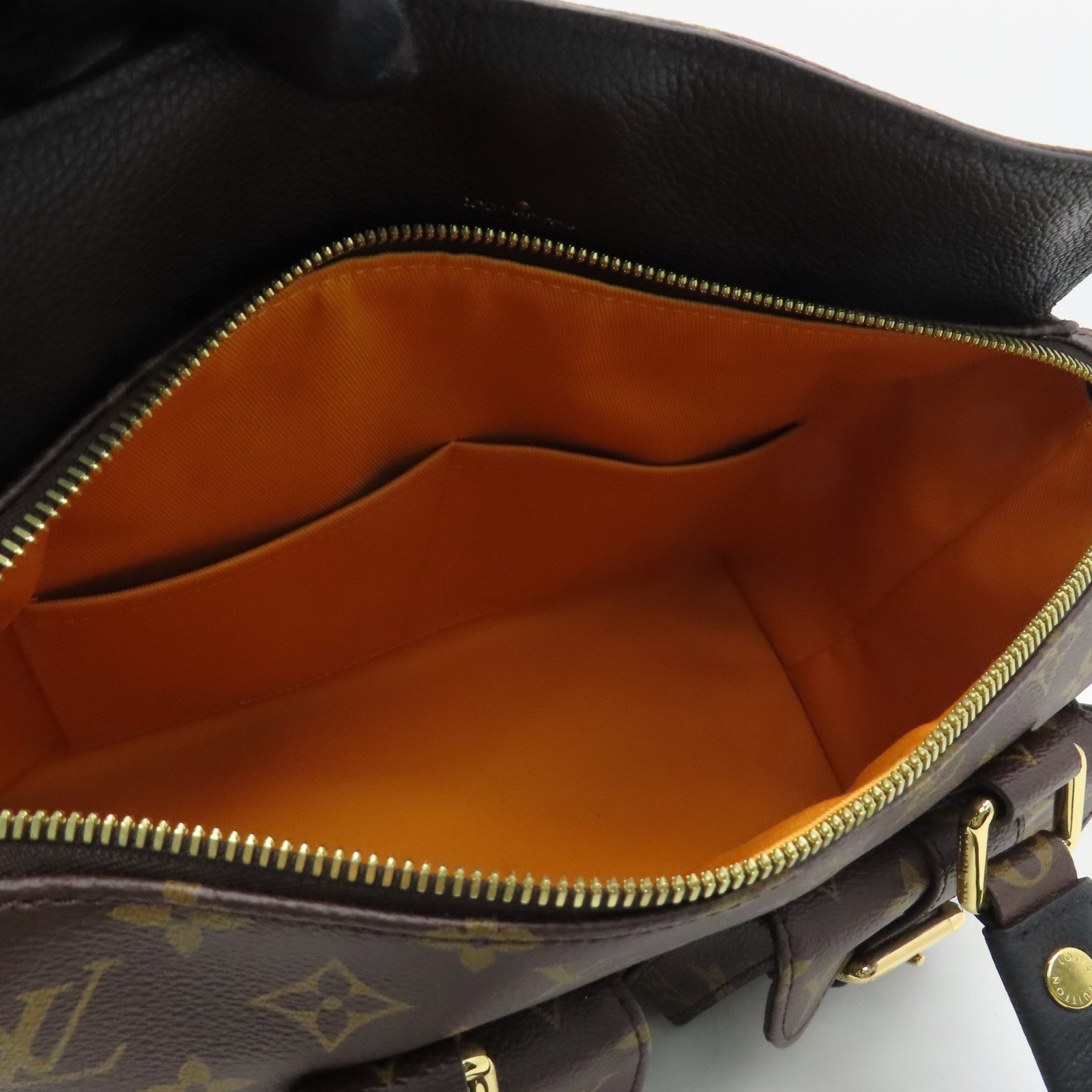 LOUIS VUITTON Monogram Manhattan金扣手挽袋啡色
