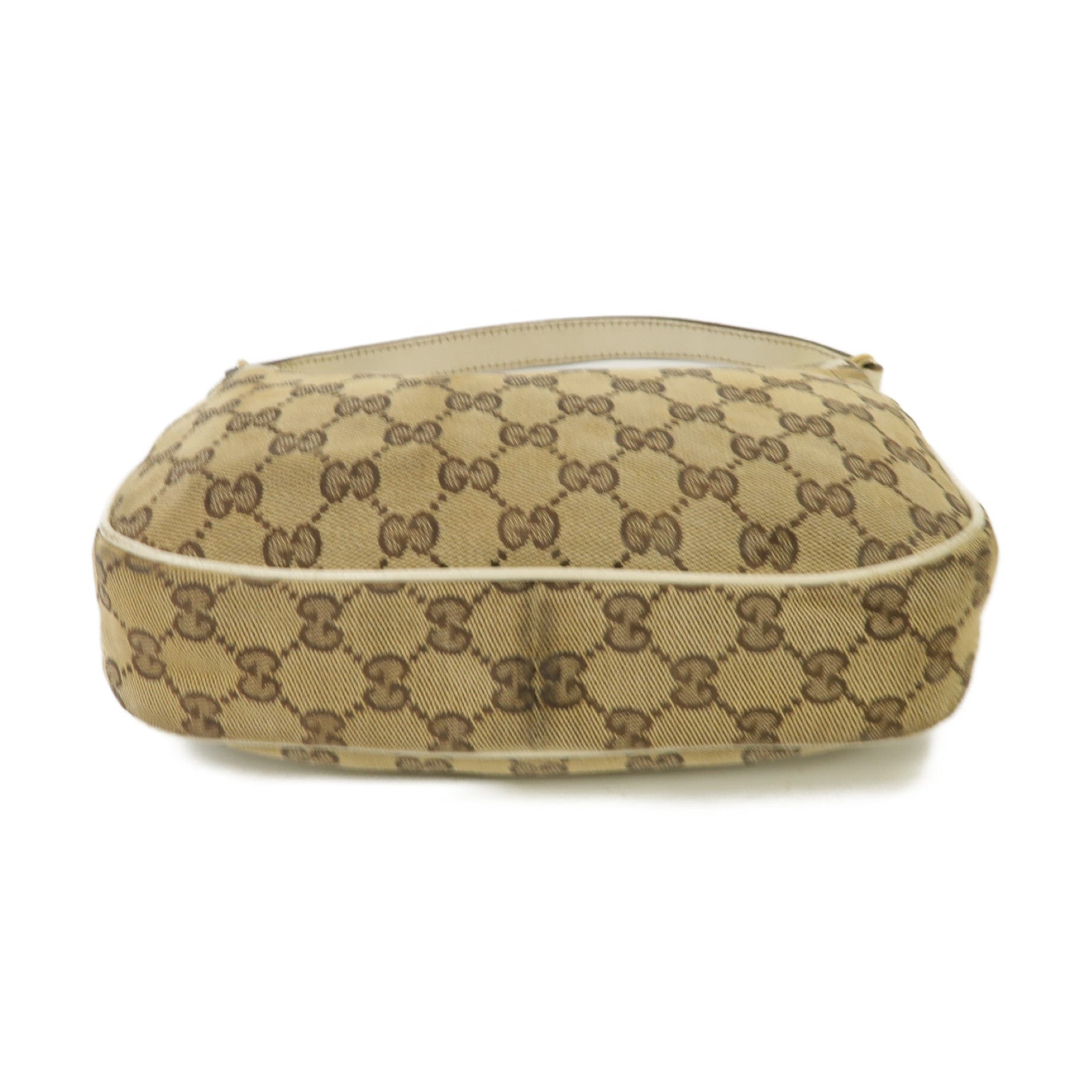 GUCCI 帆布/皮革Shoulder Bag金扣肩背袋啡色/白色