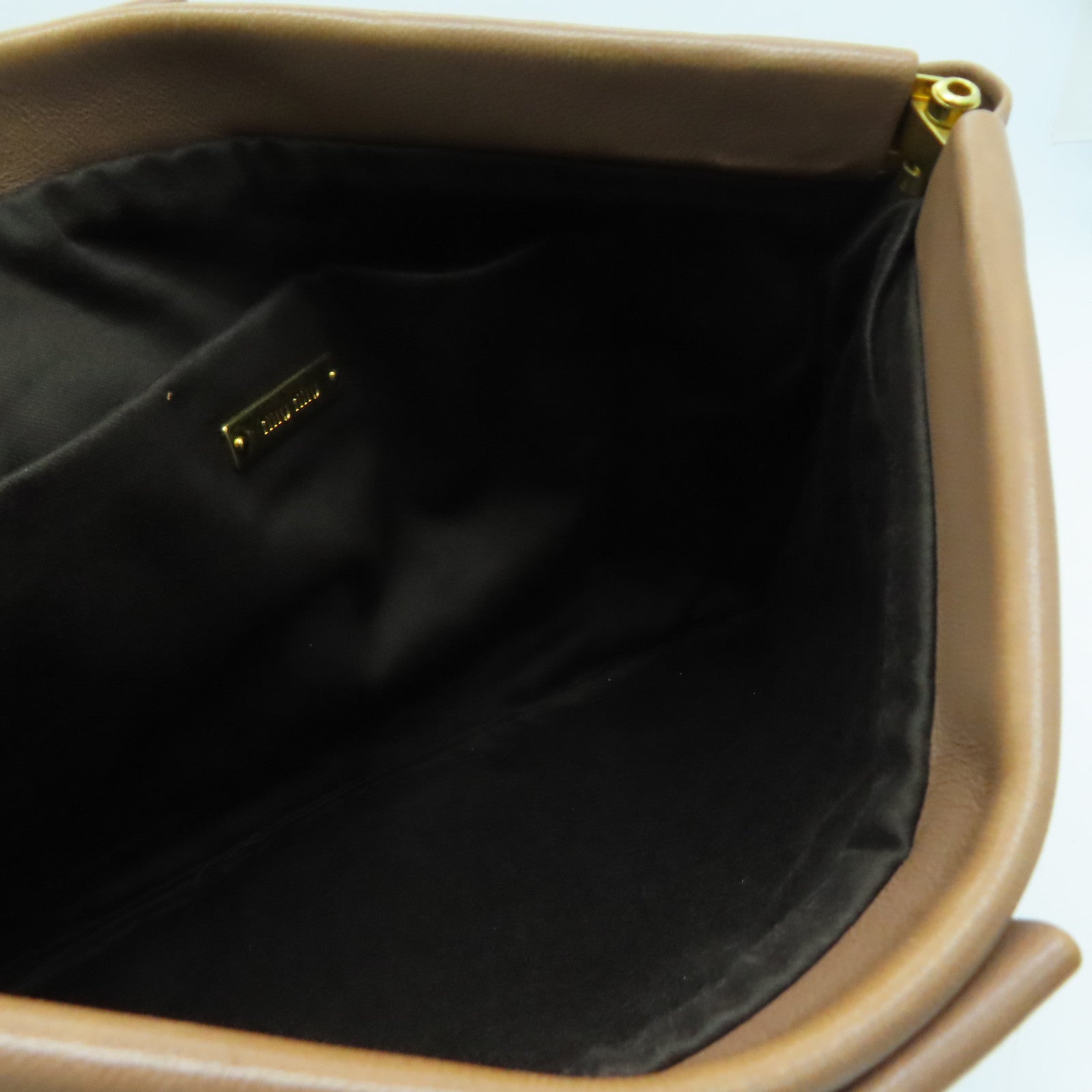 Miu Miu Calfskin Leather Clutch Bag Gold Buckle Clutch Dark Pink