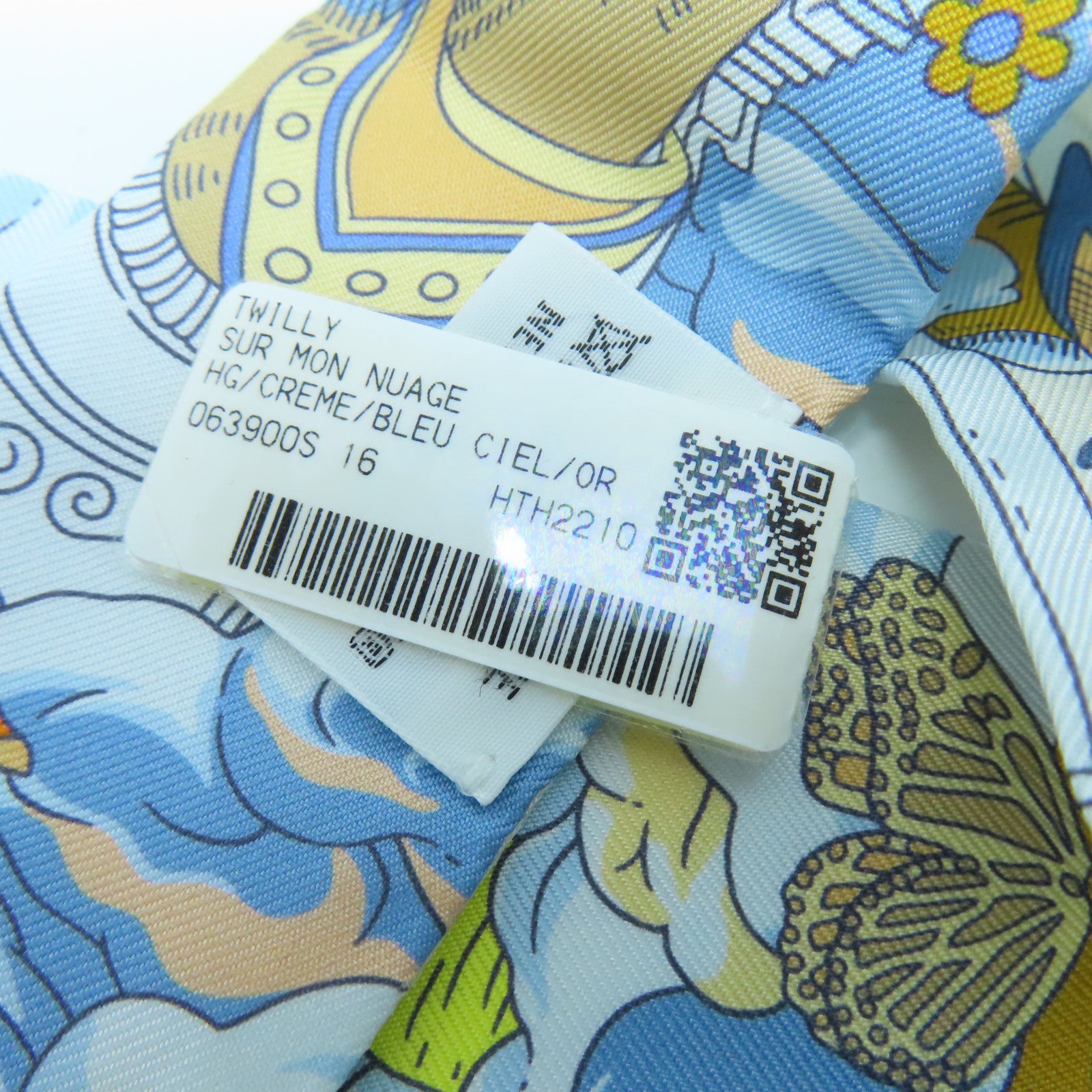 HERMES Silk Twilly Scarf White/Blue