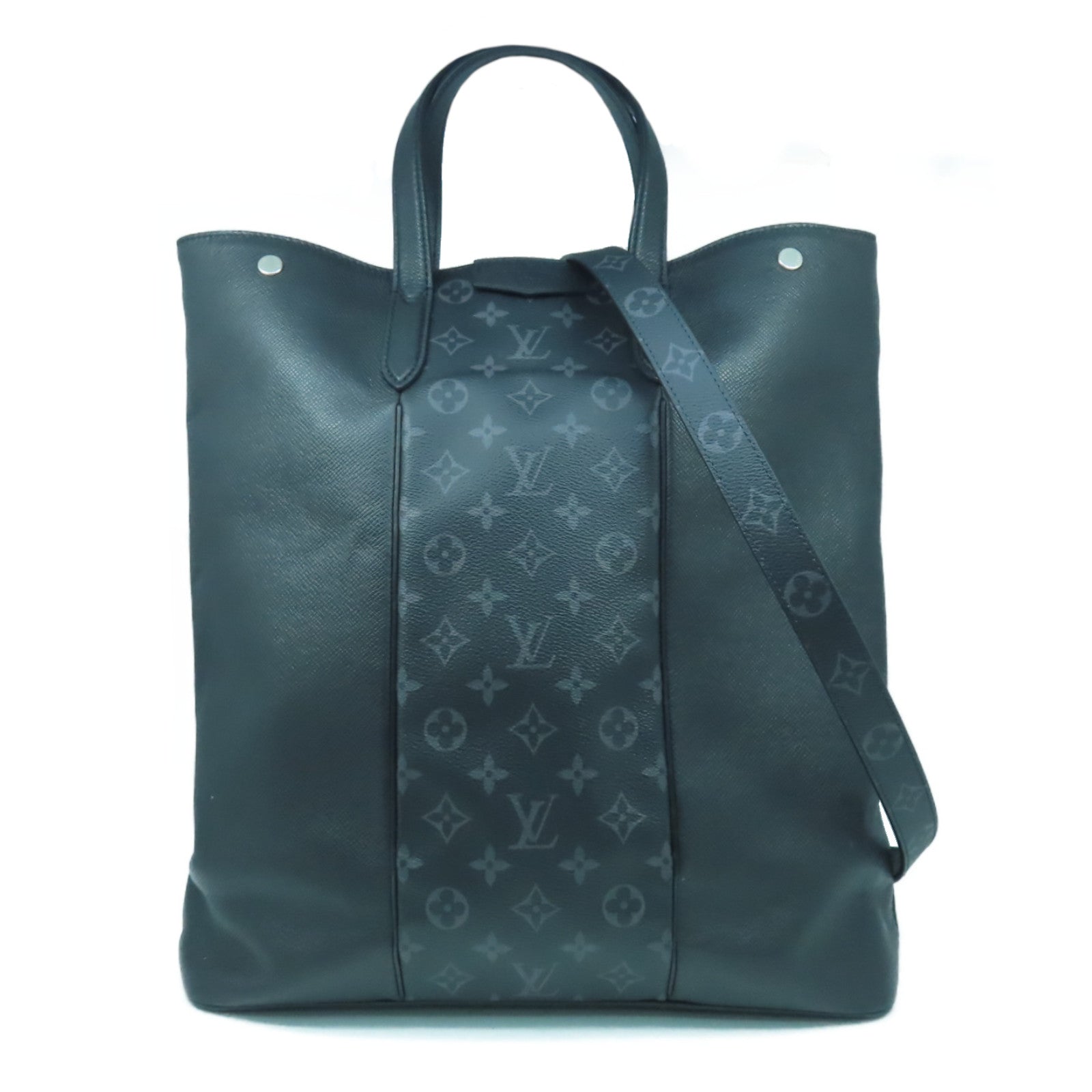 LOUIS VUITTON Monogram Eclipse City Tote Bag Taigarama銀扣手挽肩背兩用袋黑色