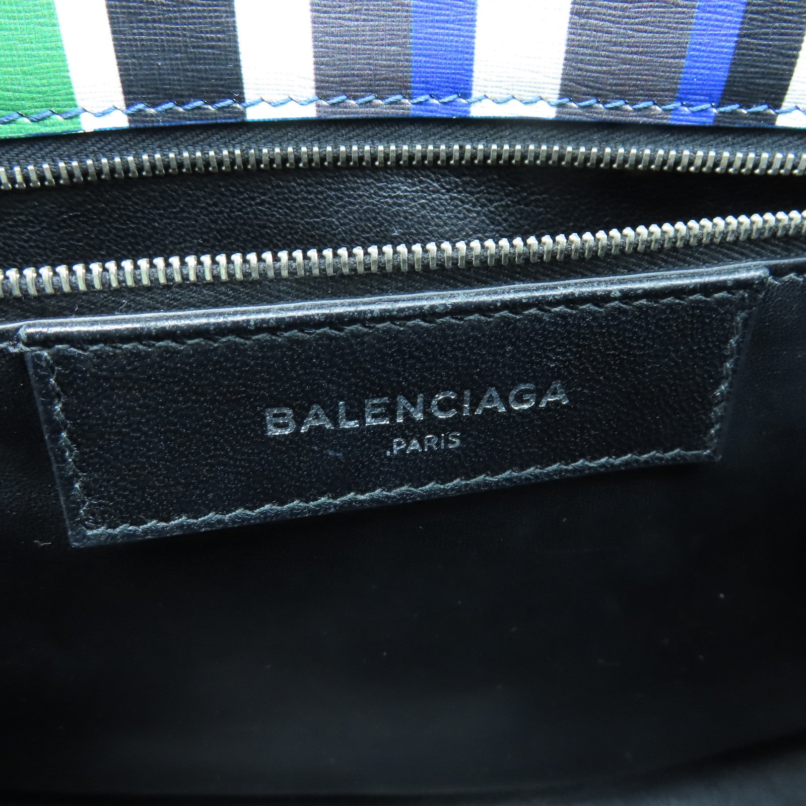 BALENCIAGA 牛皮皮革Papier A6 Zip銀扣手挽肩背兩用袋藍色