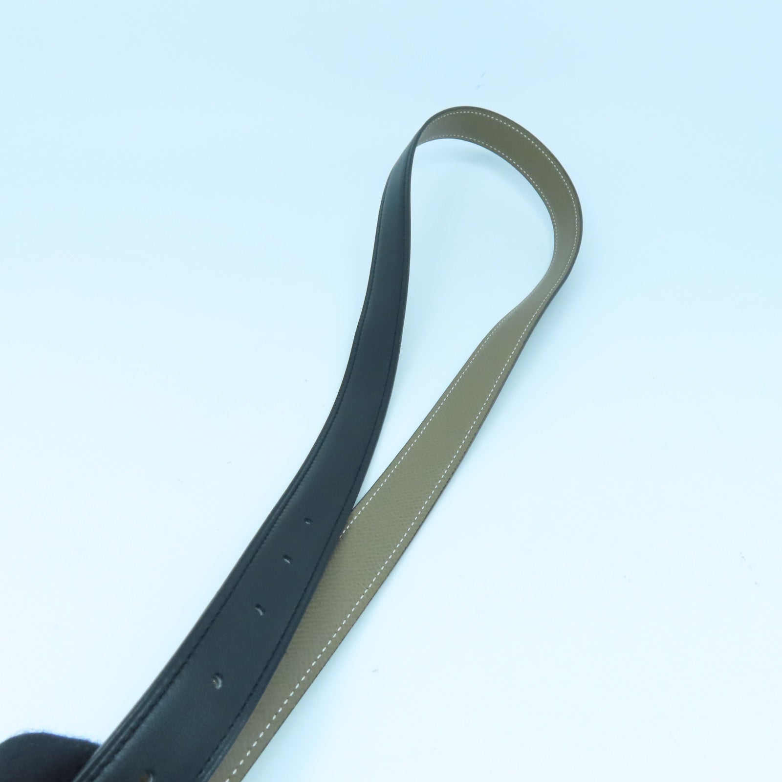 HERMES Epsom皮革/Swift皮革Collier De Chien金扣皮带Black/Etoupe黑色/杏色