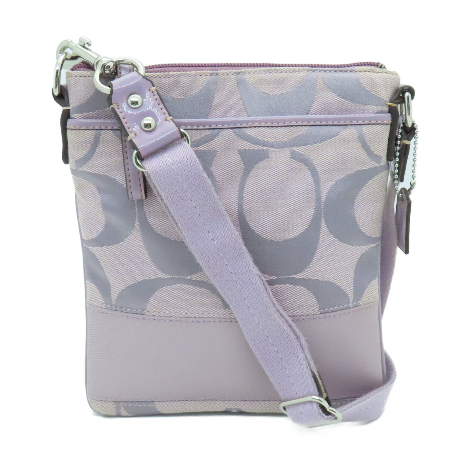 COACH 帆布Shoulder Bag銀扣肩背袋紫色