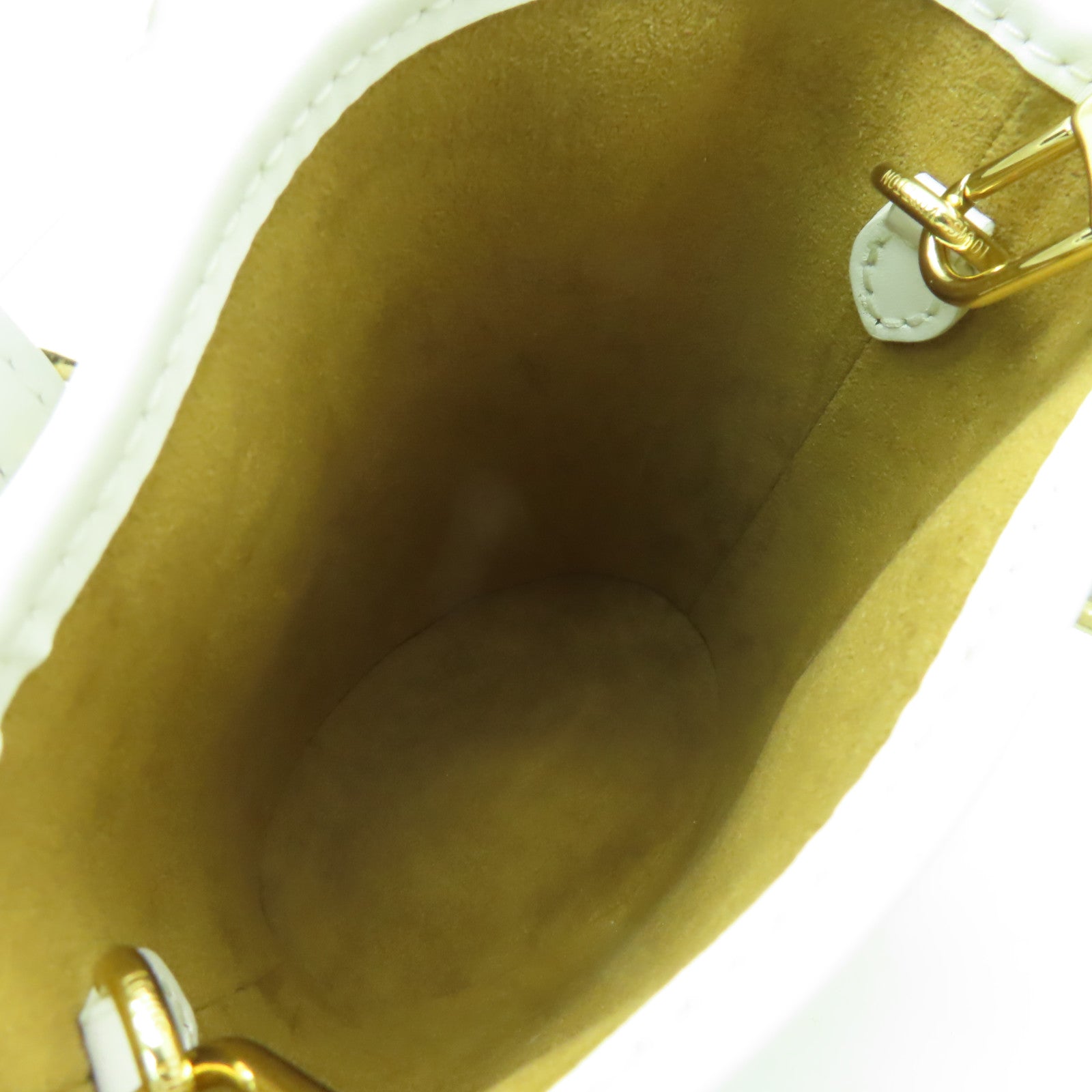 LOUIS VUITTON Monogram Nano Bucket金扣手挽肩背兩用袋啡色/白色