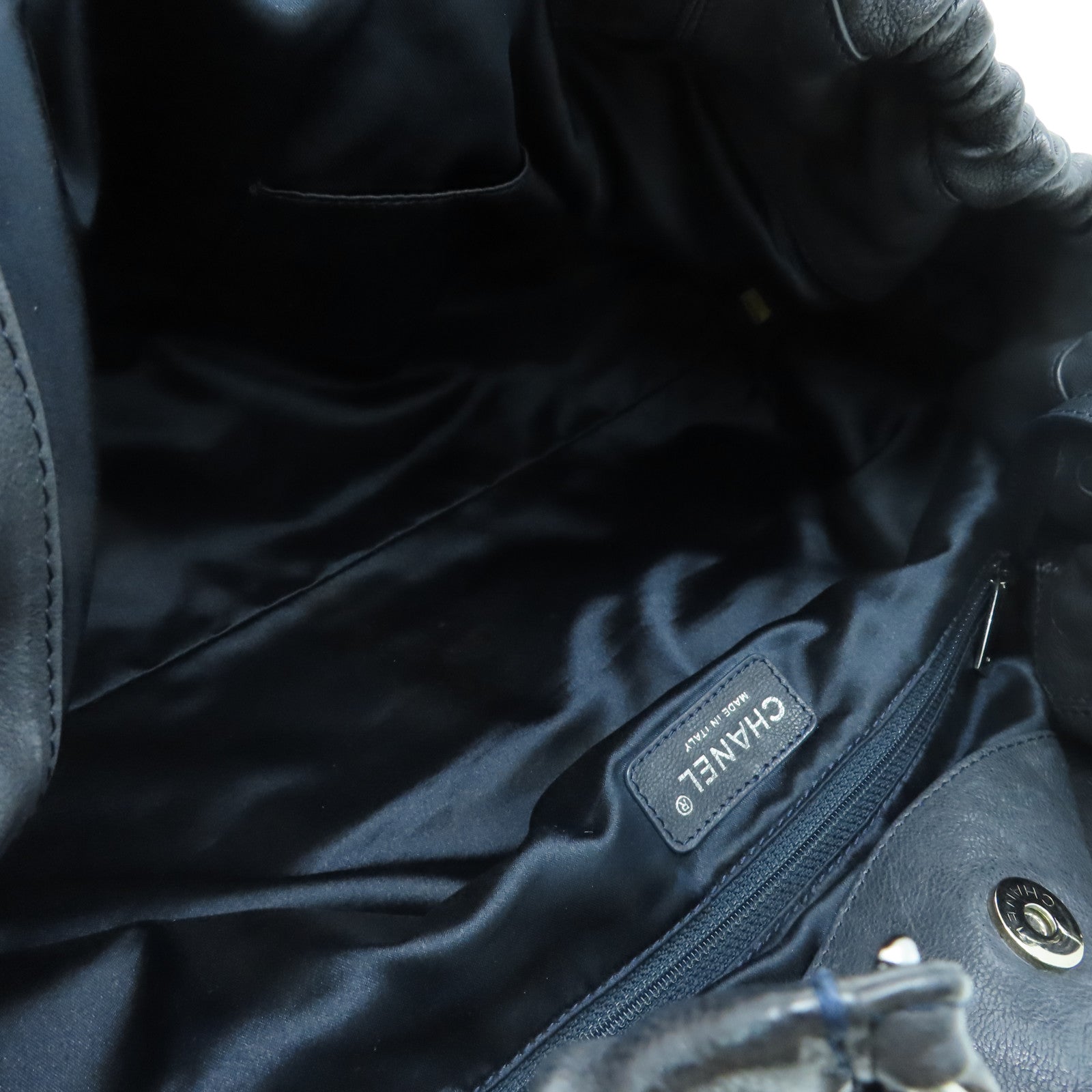 CHANEL Cowhide Leather Chain Shoulder Silver Buckle Shoulder Bag Gray