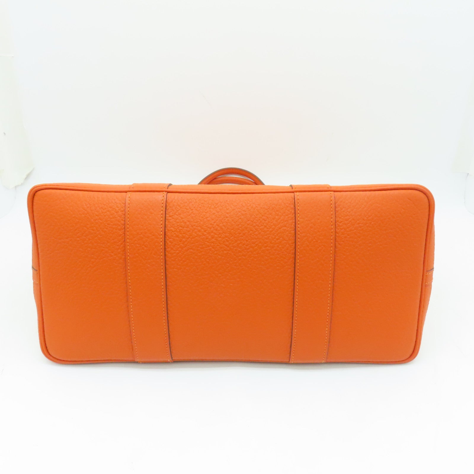 HERMES 【激減優惠】帆布Garden Party PM銀扣手挽袋Orange橙色