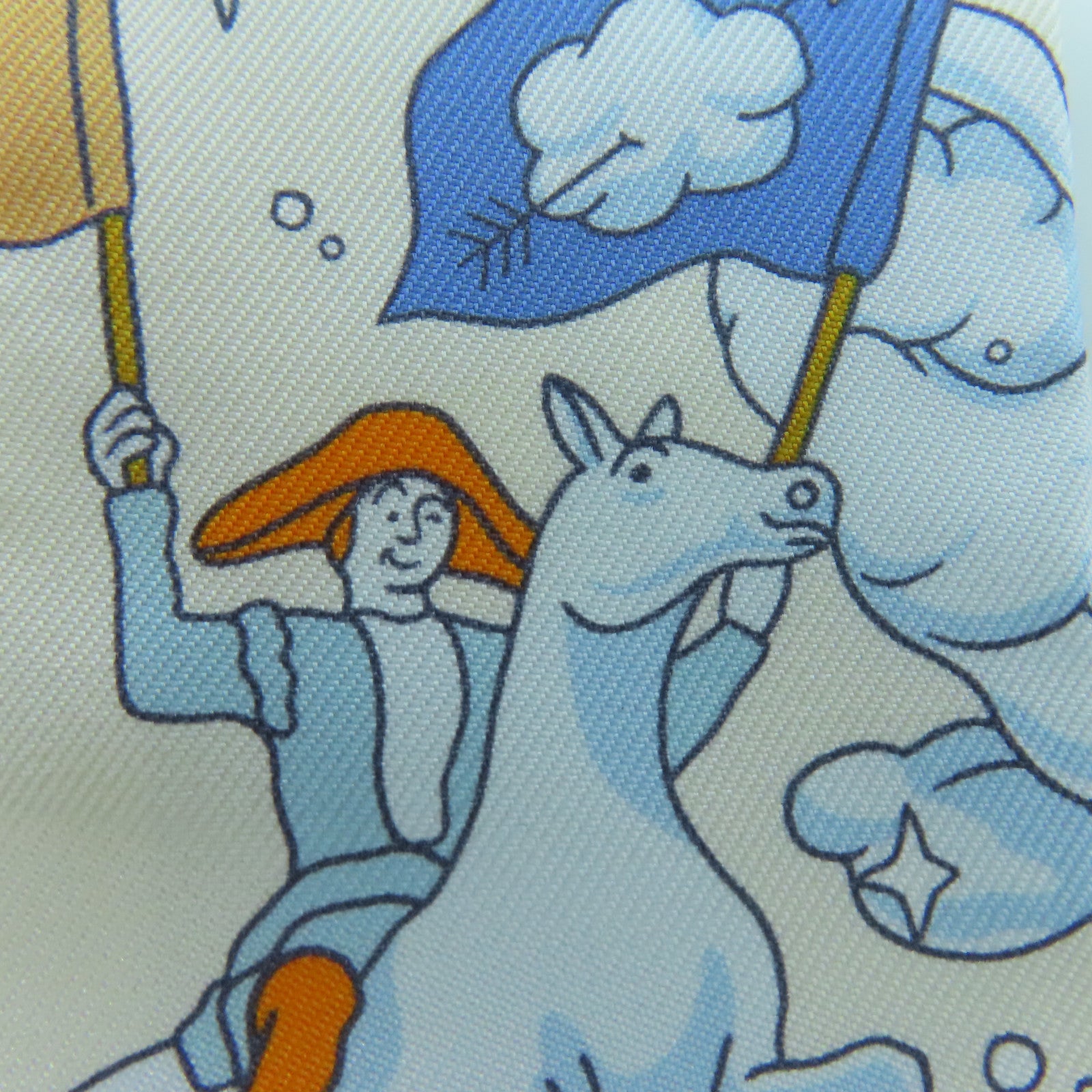 HERMES Silk Twilly Scarf White/Blue