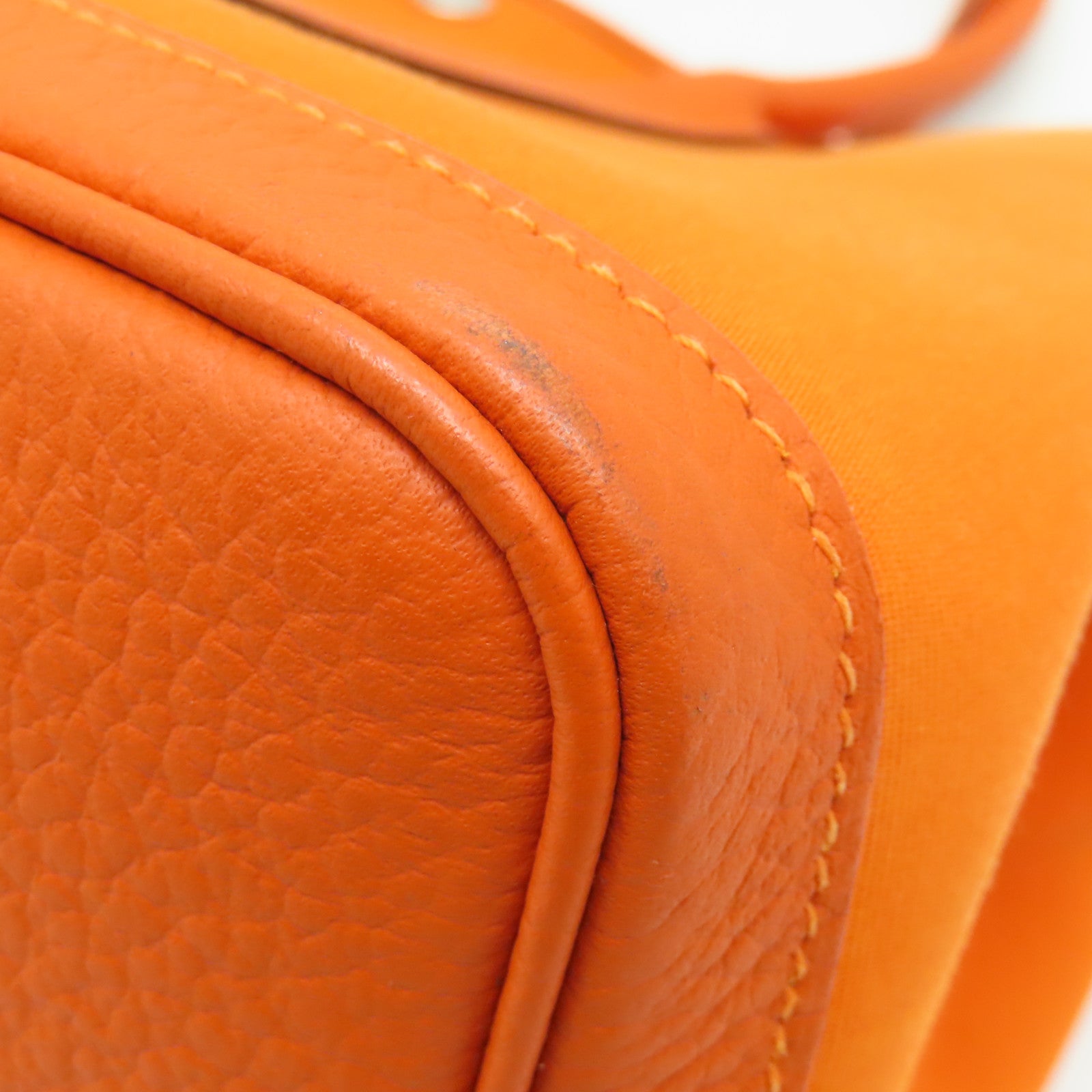 HERMES 【激減優惠】帆布Garden Party PM銀扣手挽袋Orange橙色