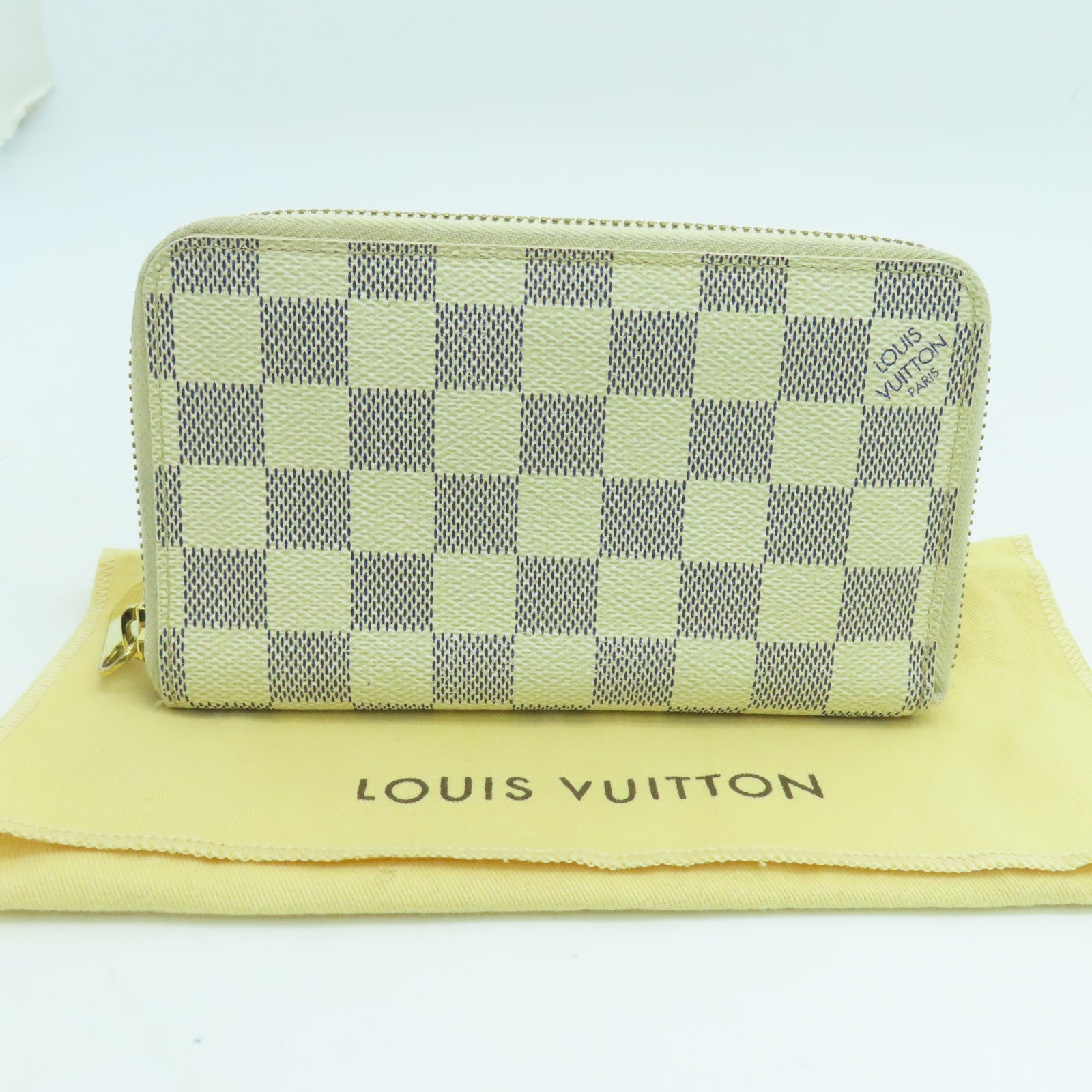 LOUIS VUITTON 【激減優惠】Damier Azur Zippy Wallet金扣錢包白色