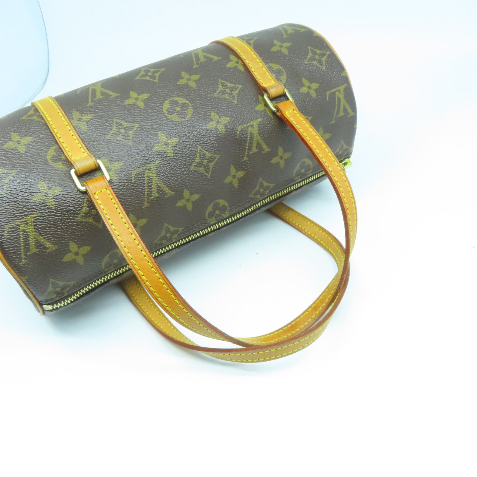 LOUIS VUITTON Monogram Papillon PM金扣手挽袋啡色