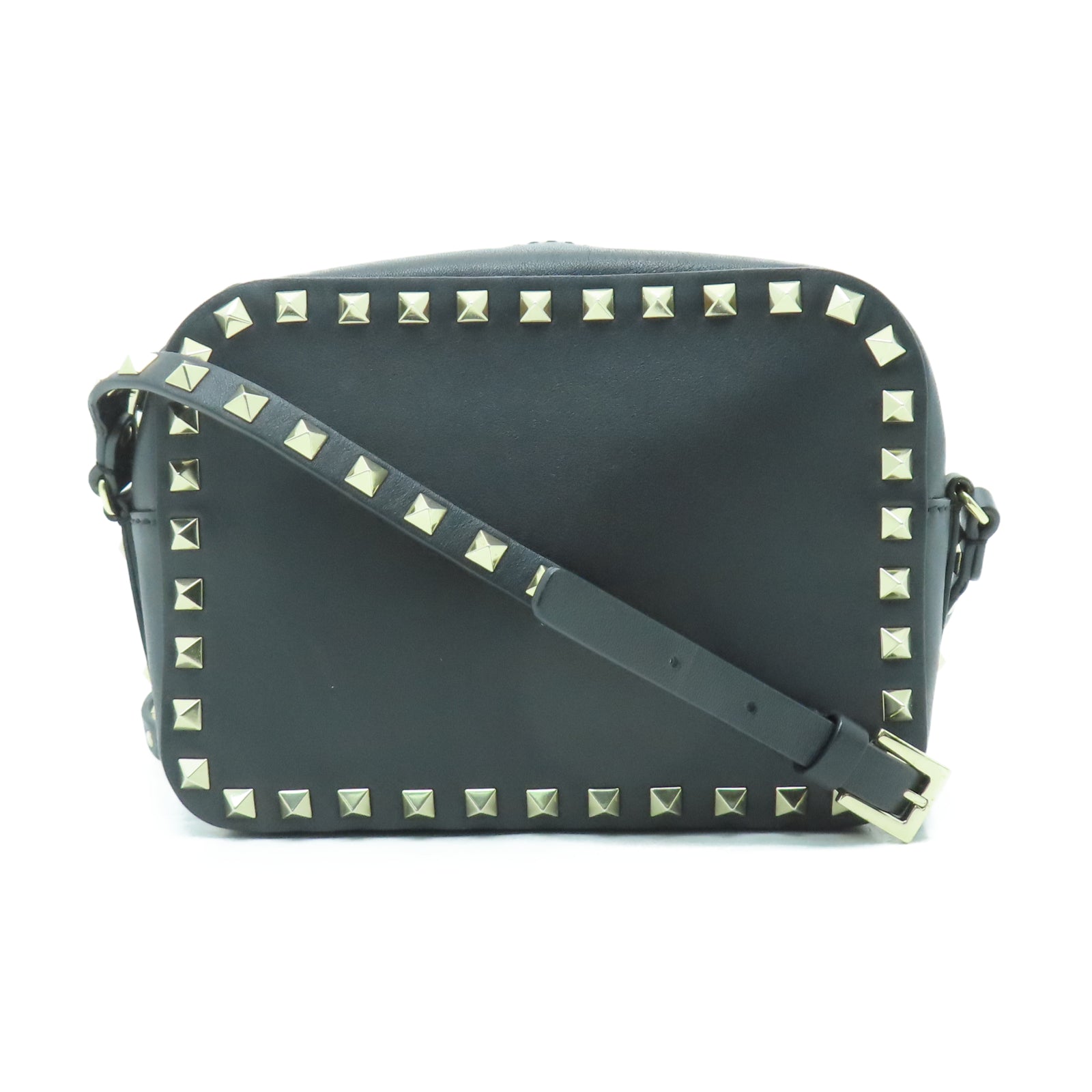 Valentino 窩釘牛皮皮革Shoulder Bag金扣肩背袋黑色