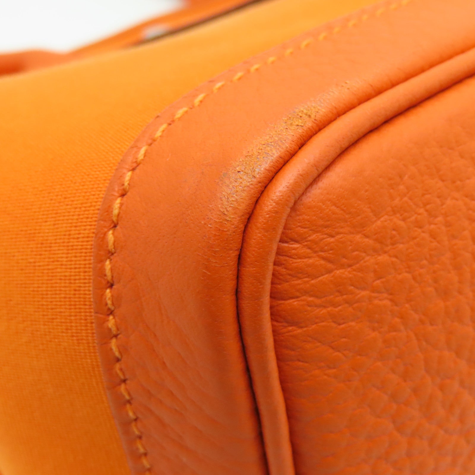 HERMES 【激減優惠】帆布Garden Party PM銀扣手挽袋Orange橙色