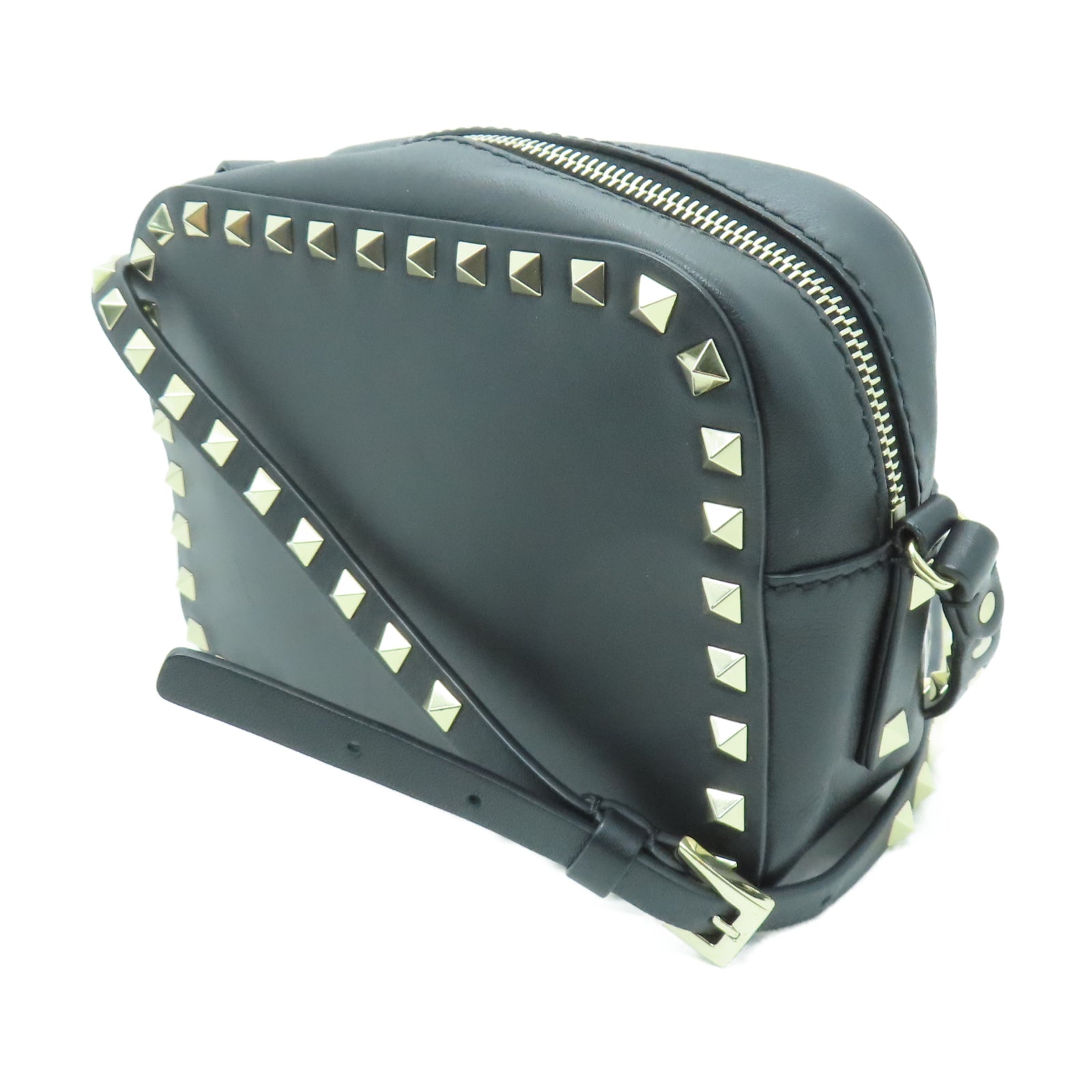 Valentino 窩釘牛皮皮革Shoulder Bag金扣肩背袋黑色