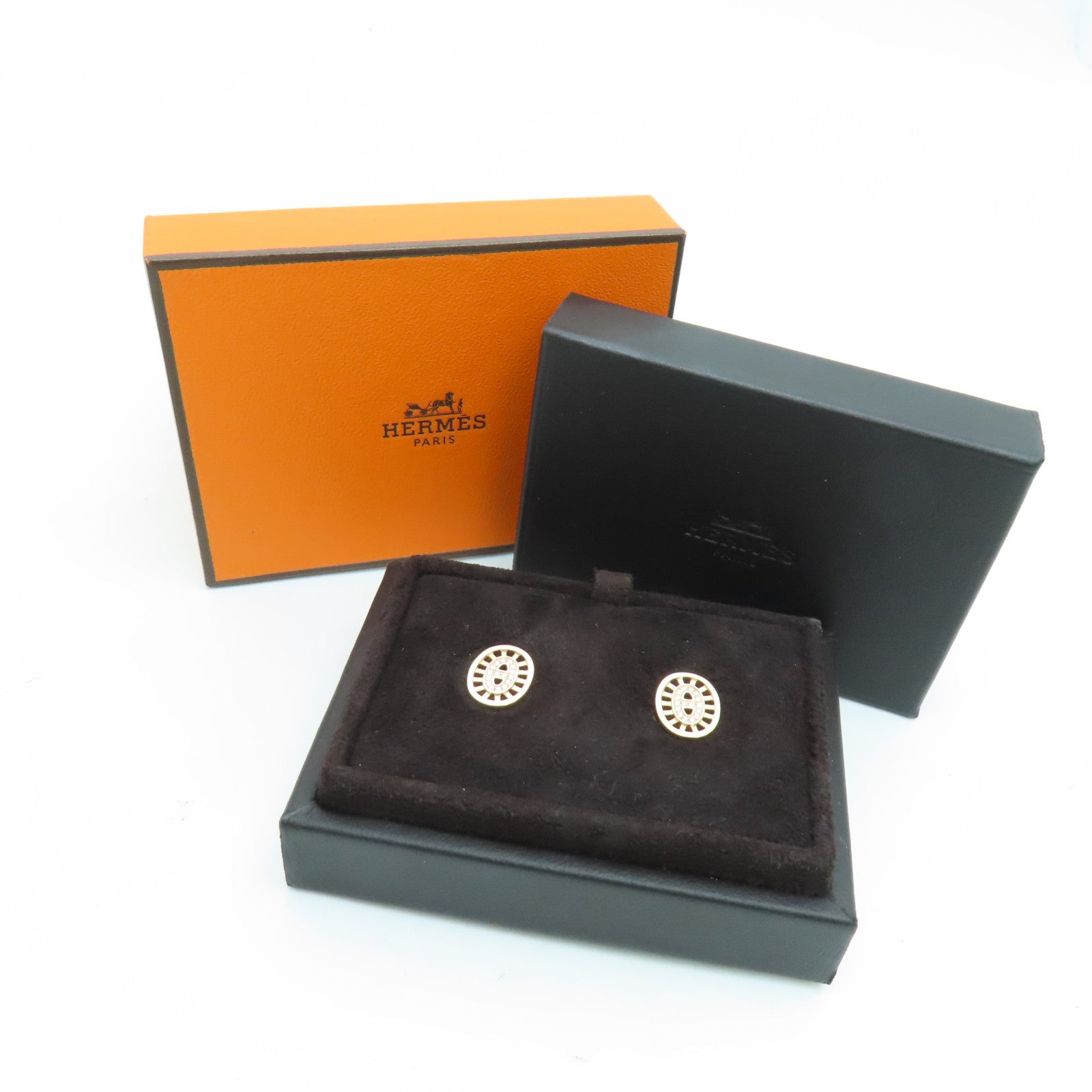 HERMES 18K玫瑰金Chain D'Ancre Divine Stud Earring耳環