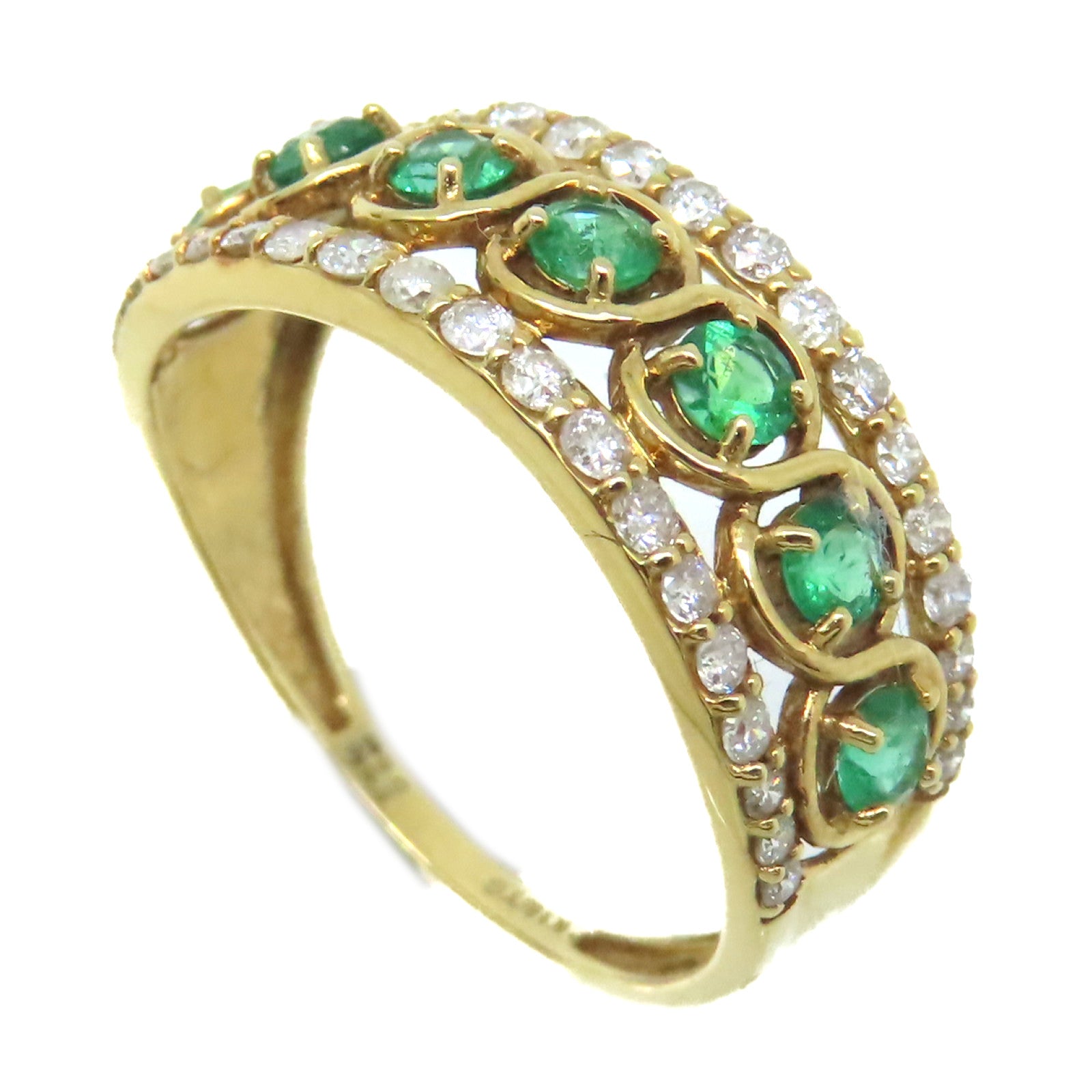JEWELRY 【激減優惠】18K黃金/0.4ct綠寶石/0.4ct鑽石Emerald Ring戒指US#6