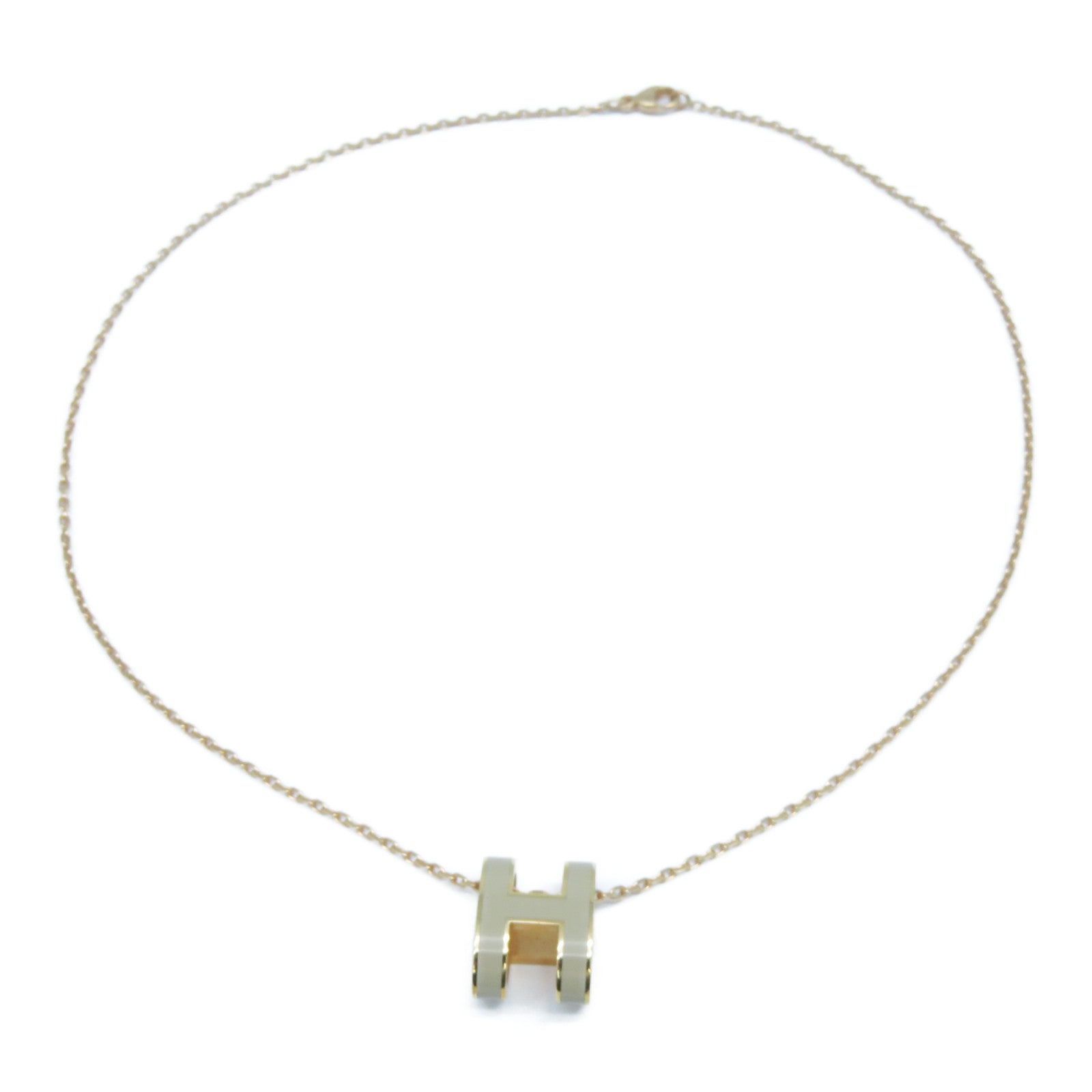 HERMES 金屬Pop H Necklace項鍊粉金色/米色