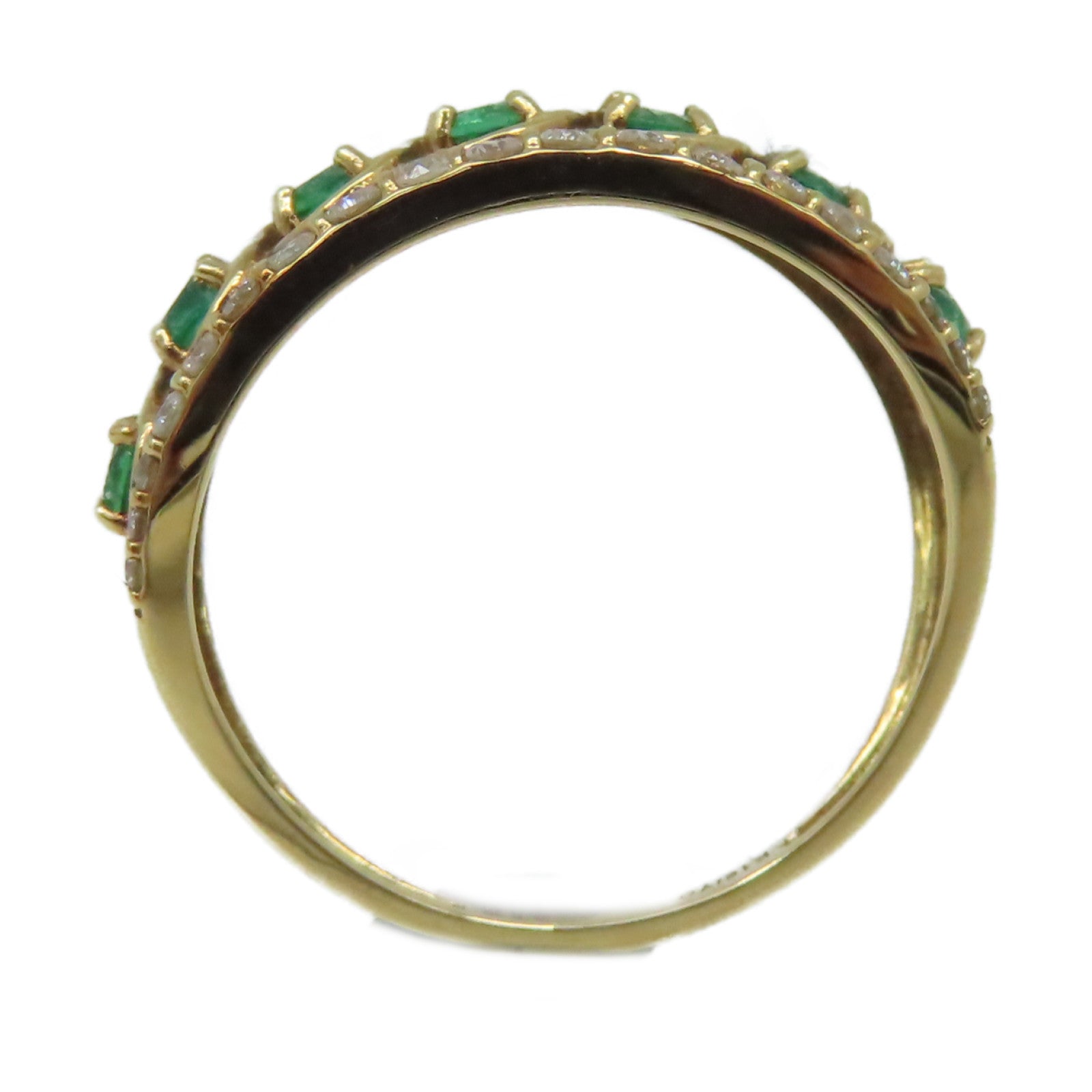 JEWELRY 【激減優惠】18K黃金/0.4ct綠寶石/0.4ct鑽石Emerald Ring戒指US#6