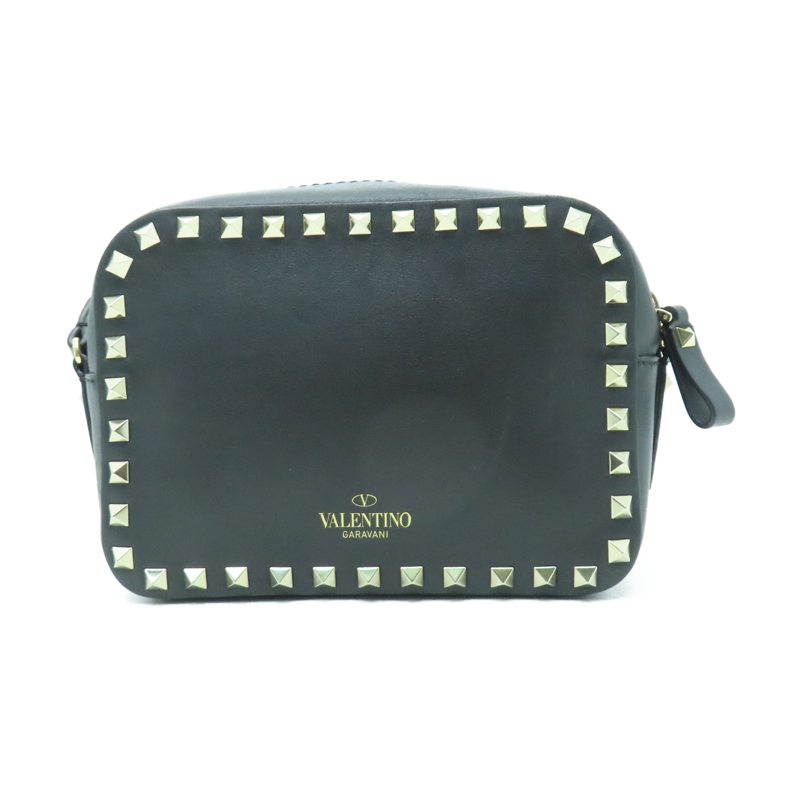 Valentino 窩釘牛皮皮革Shoulder Bag金扣肩背袋黑色