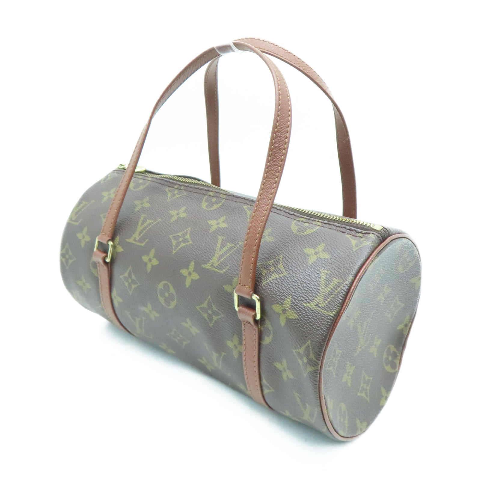LOUIS VUITTON Monogram Papillon PM金扣肩背袋棕色