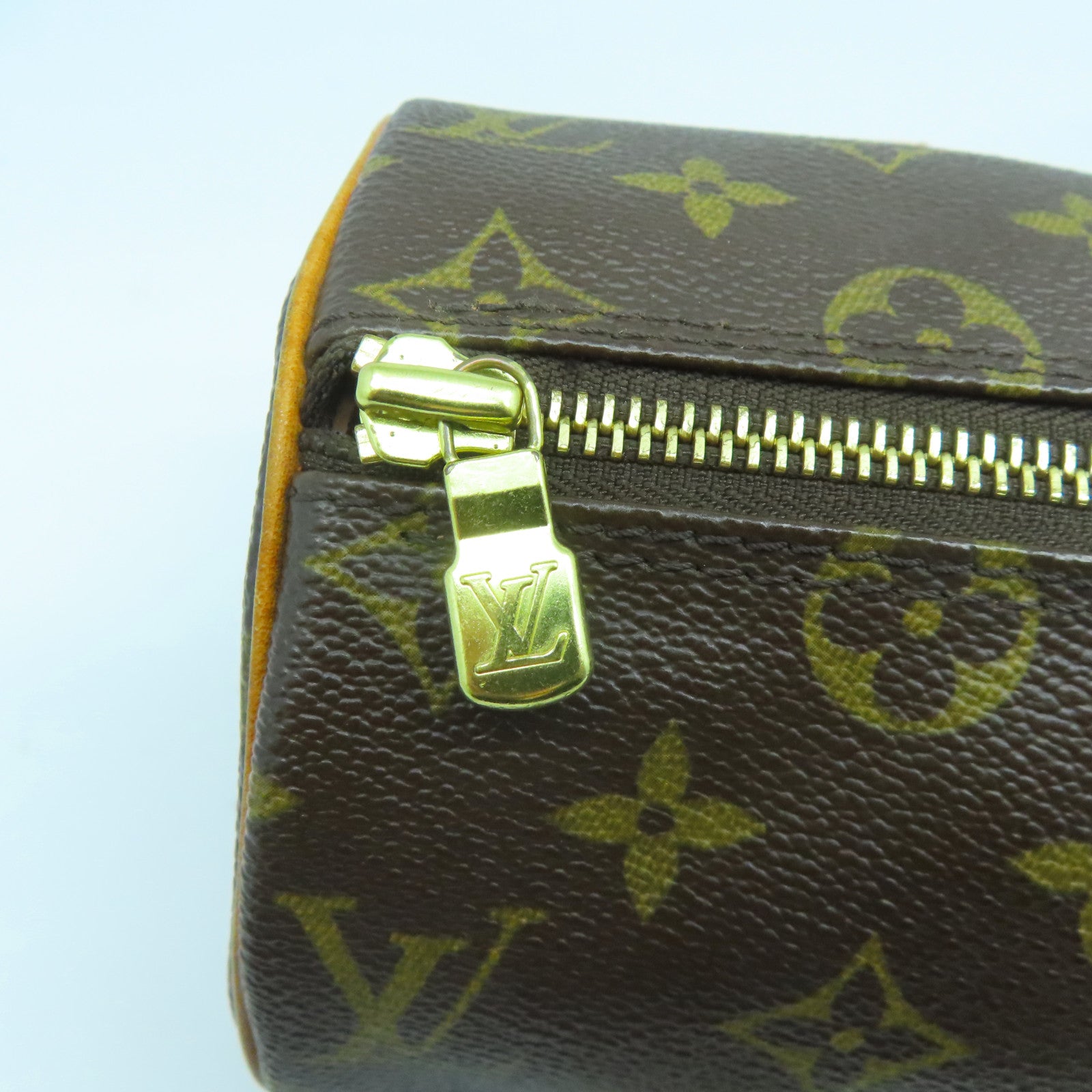 LOUIS VUITTON Monogram Papillon PM金扣手挽袋啡色