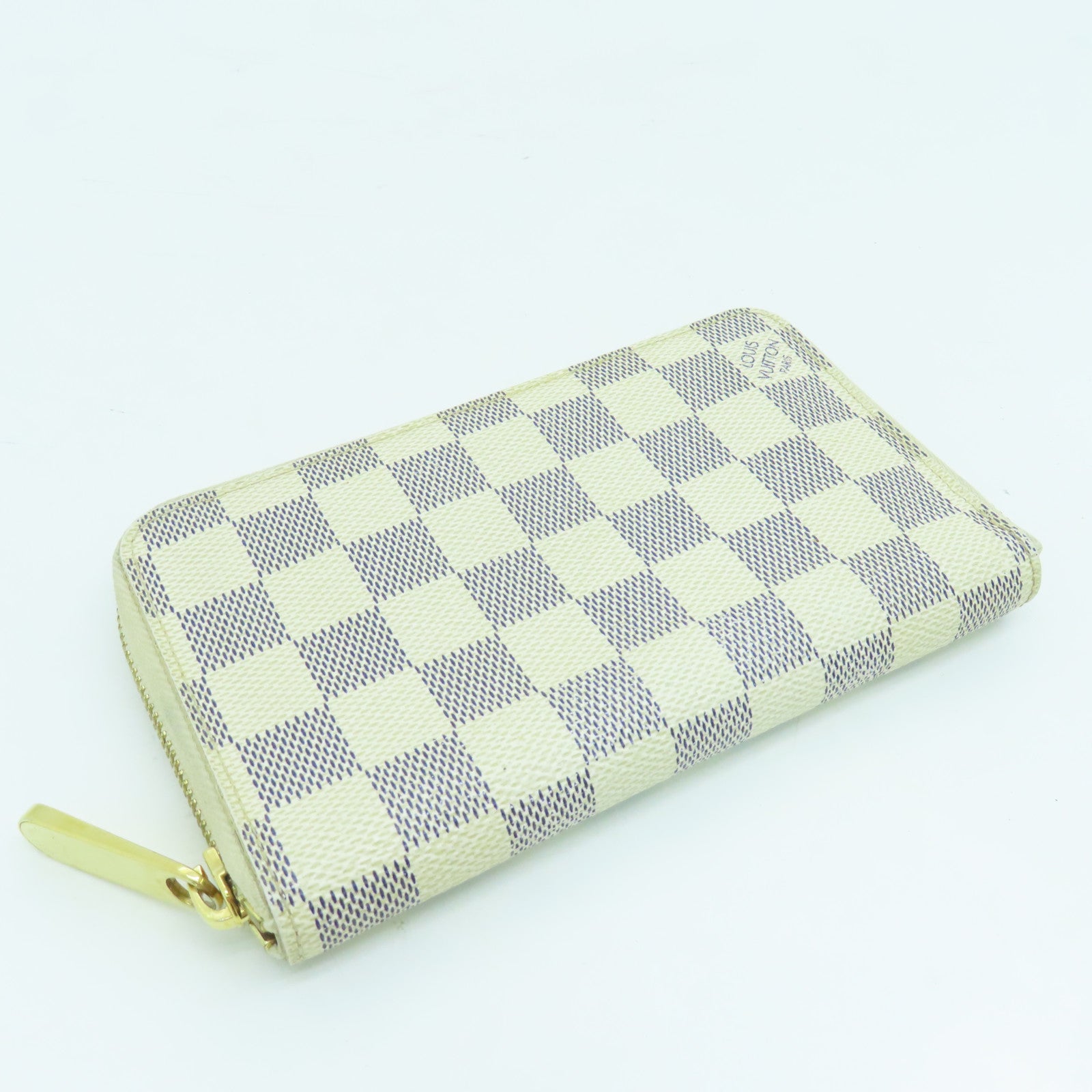 LOUIS VUITTON 【激減優惠】Damier Azur Zippy Wallet金扣錢包白色