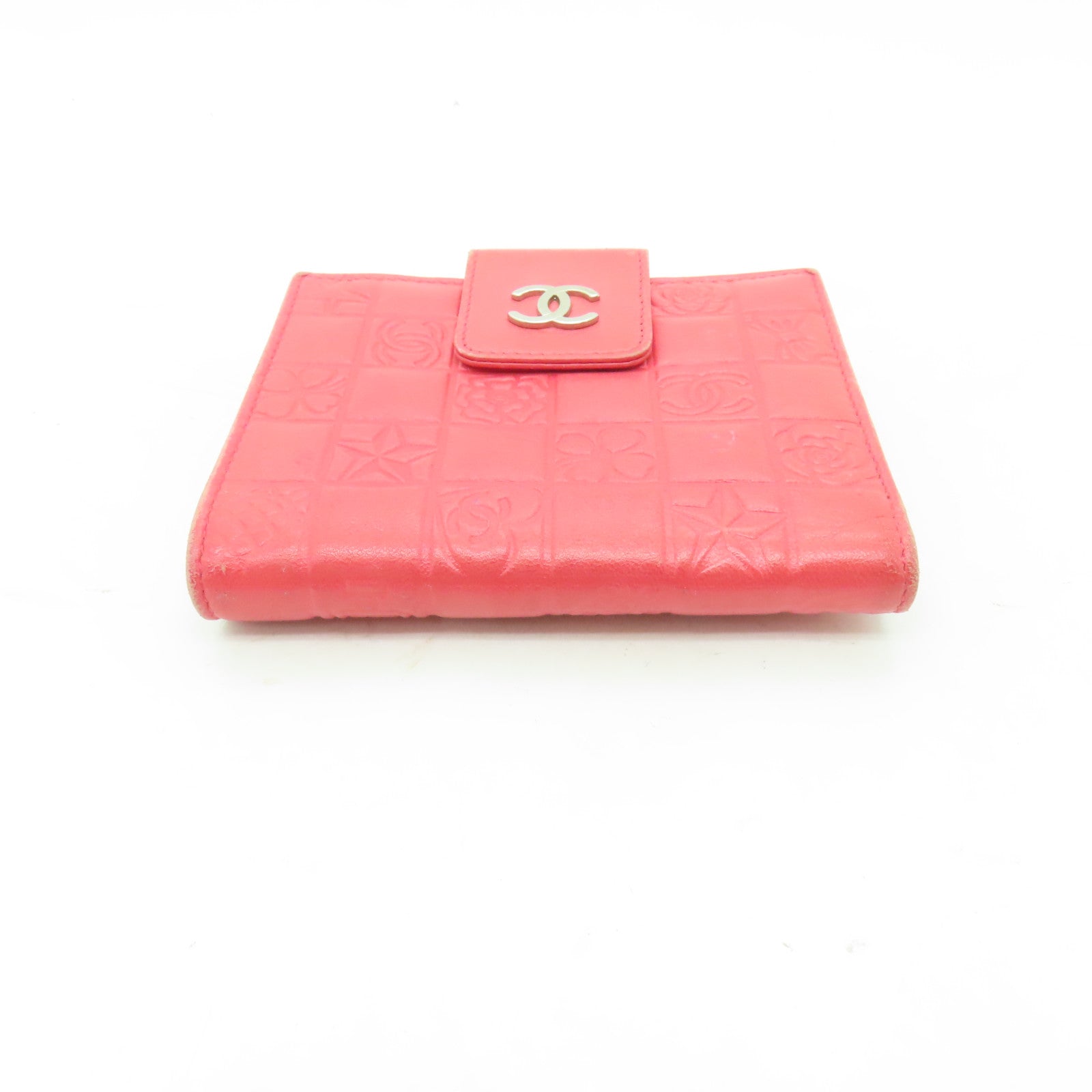 CHANEL 【激減優惠】牛皮皮革Wallet銀扣錢包粉紅色