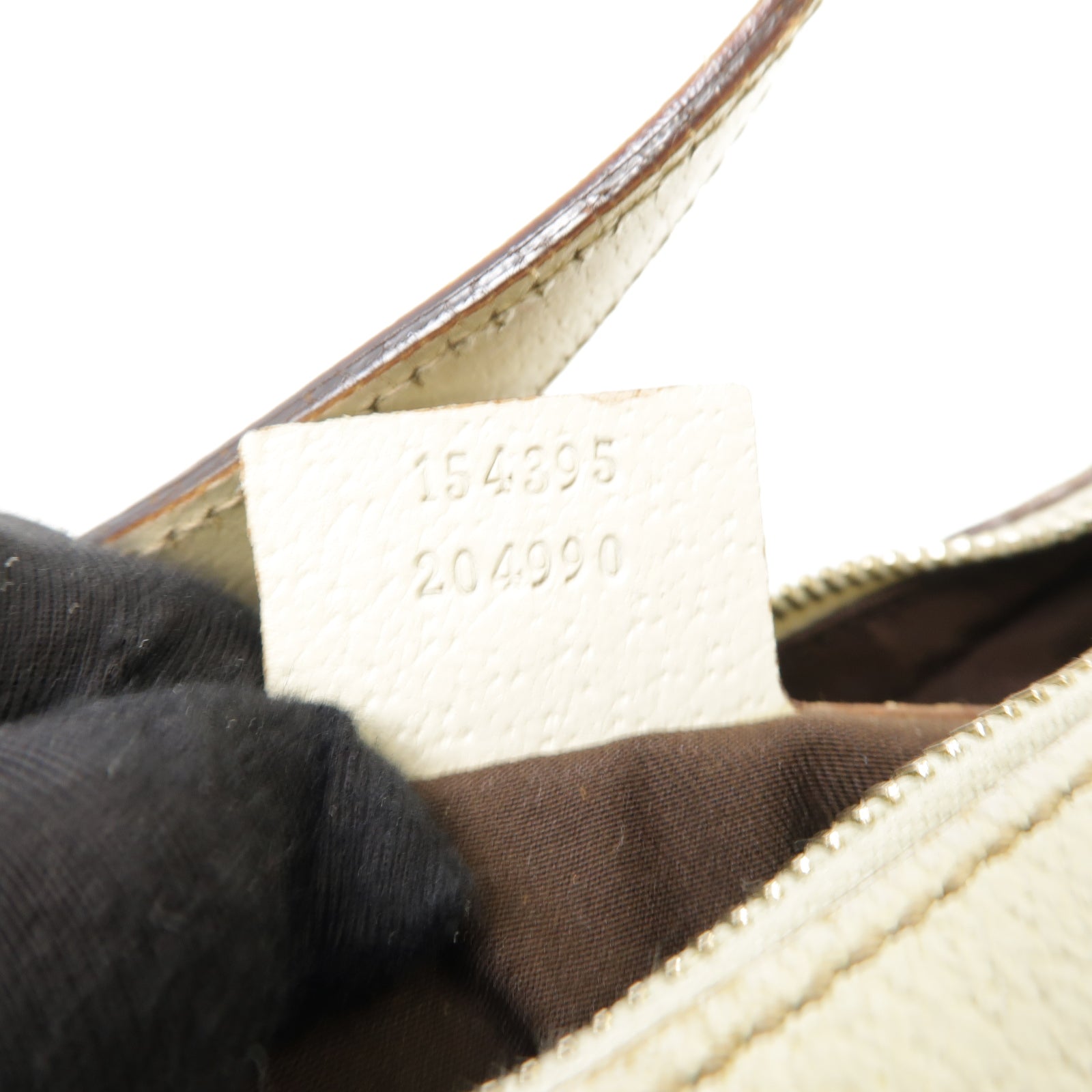 GUCCI 帆布/皮革Shoulder Bag金扣肩背袋啡色/白色