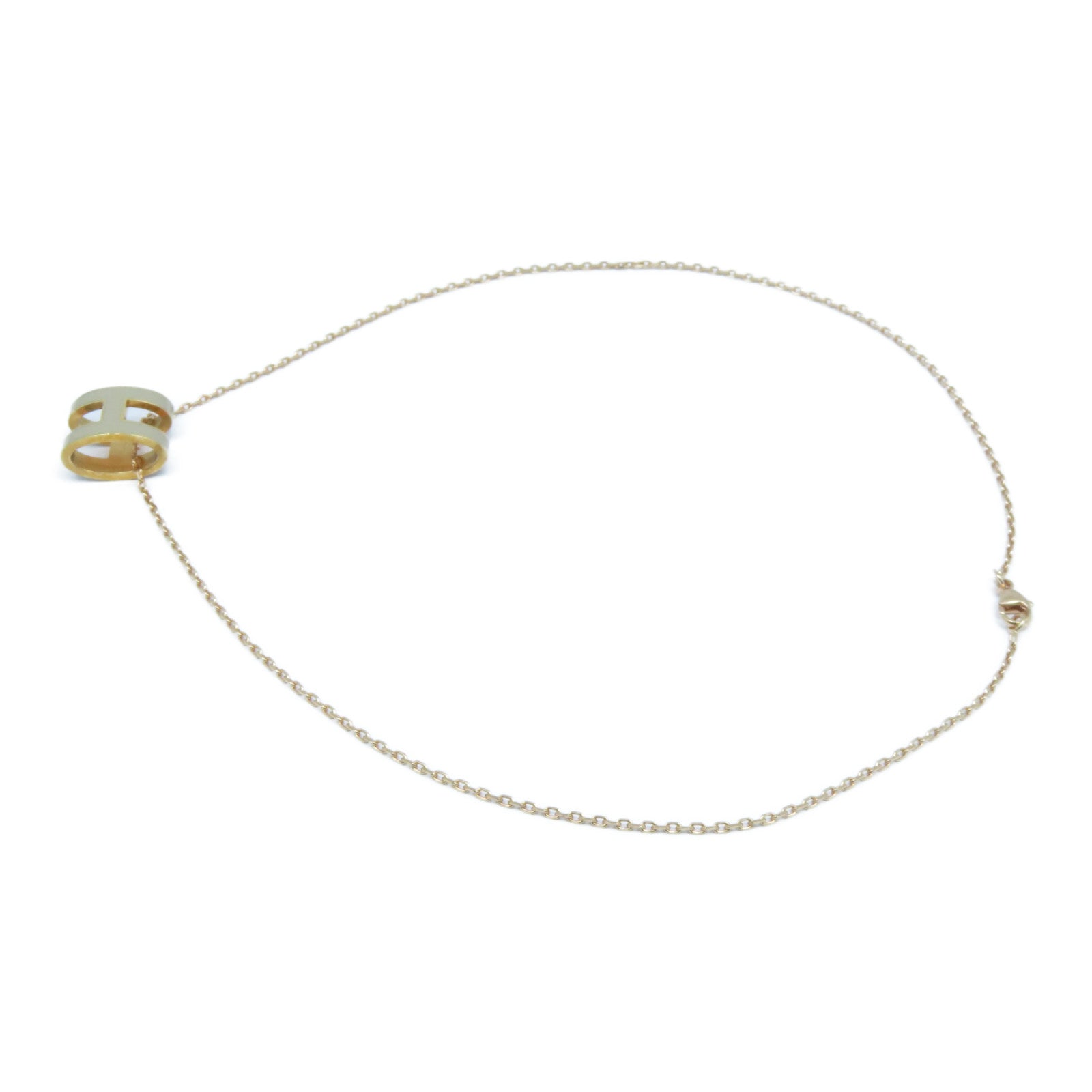 HERMES 金屬Pop H Necklace項鍊粉金色/米色