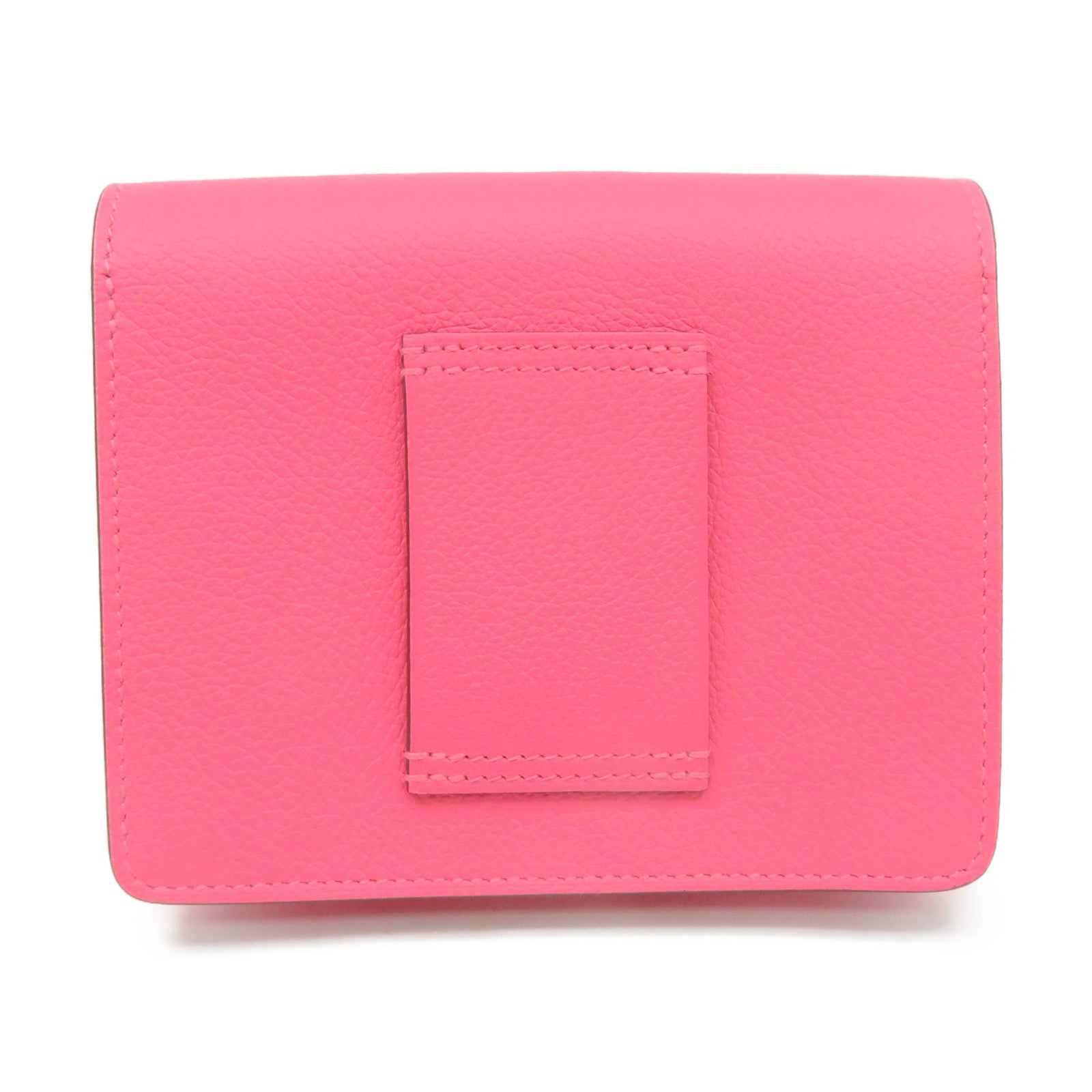 HERMES 【激減優惠】Evercolor皮革Roulis Slim Wallet銀扣短錢腰包兩用袋Rose Azalee粉紅色