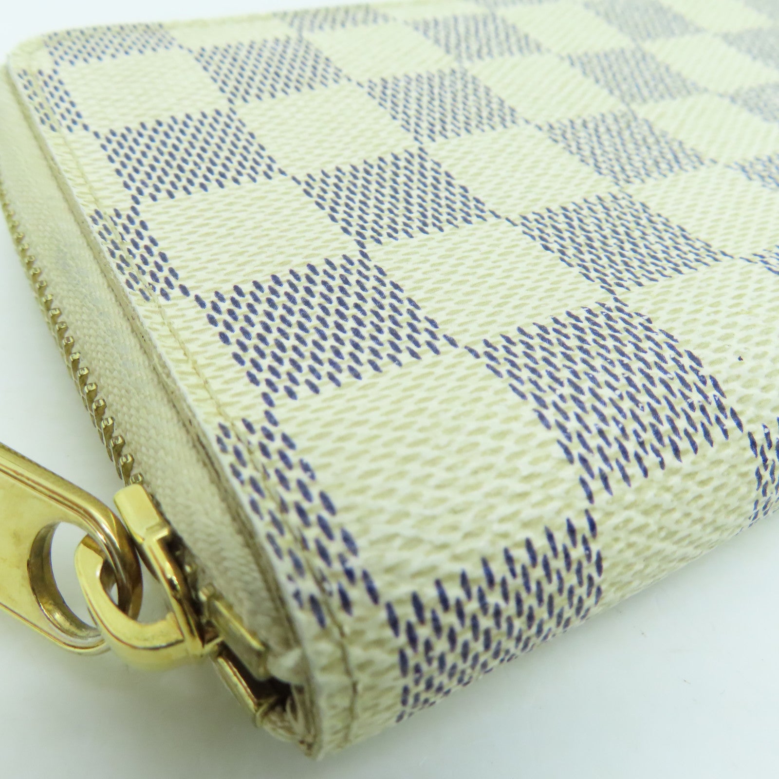 LOUIS VUITTON 【激減優惠】Damier Azur Zippy Wallet金扣錢包白色