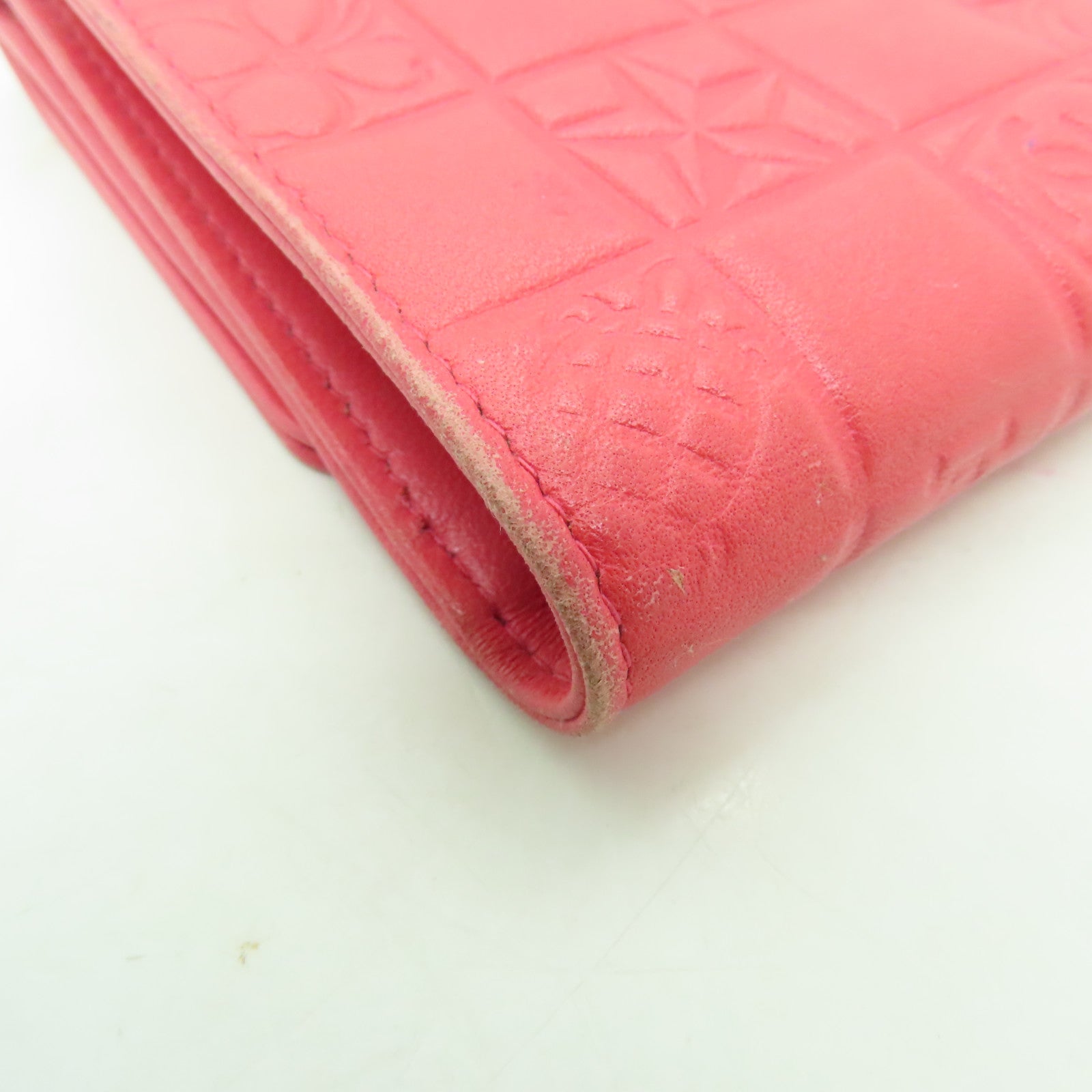 CHANEL 【激減優惠】牛皮皮革Wallet銀扣錢包粉紅色