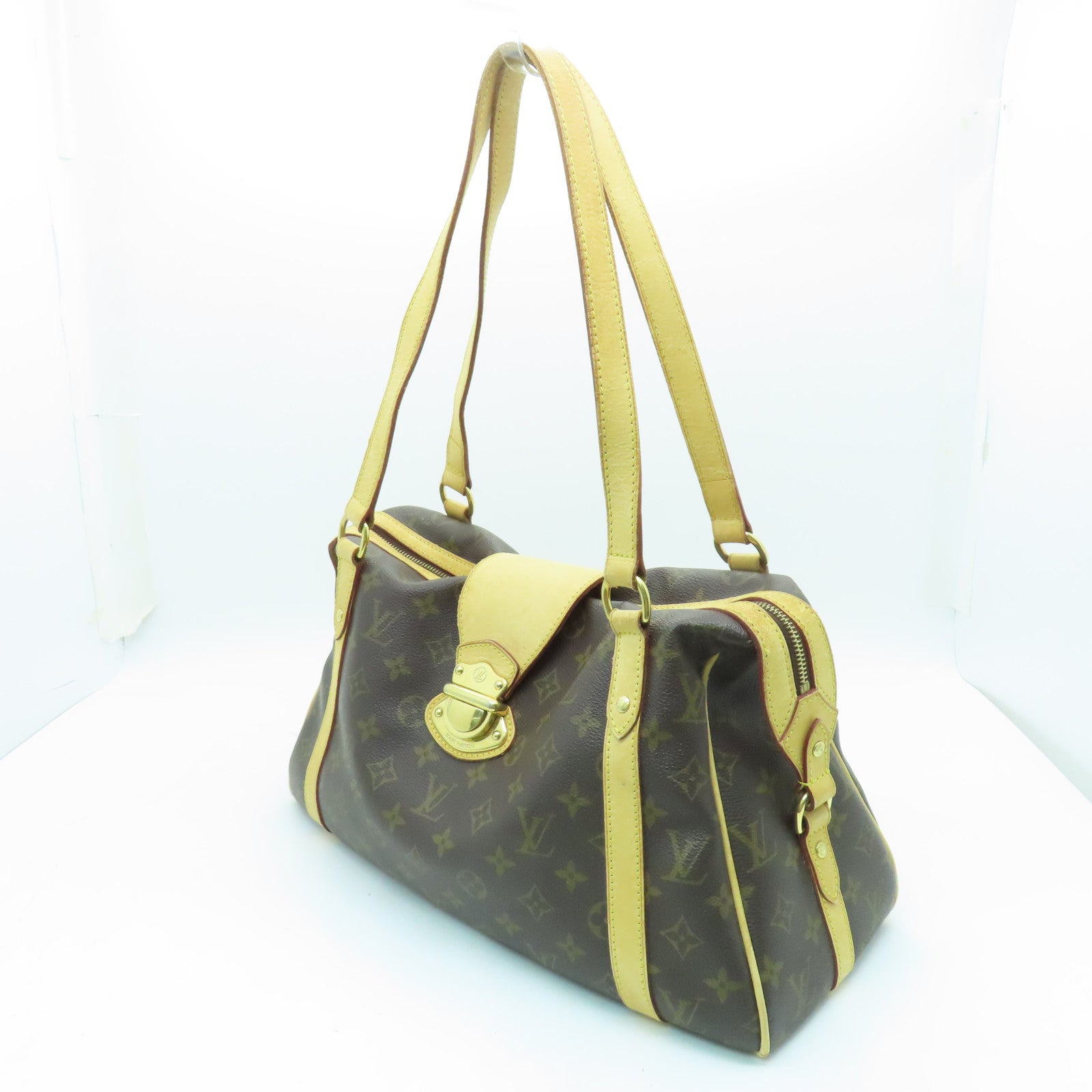 LOUIS VUITTON Monogram Stresa PM金扣肩背袋棕色