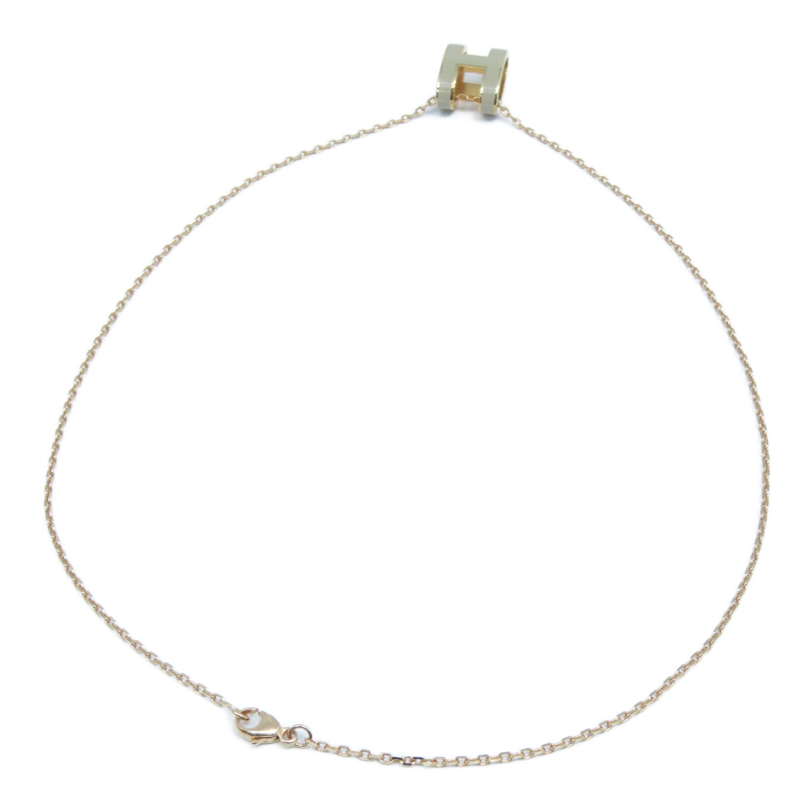 HERMES 金屬Pop H Necklace項鍊粉金色/米色