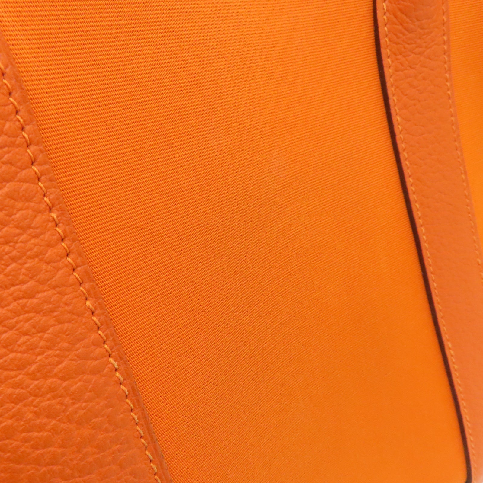 HERMES 【激減優惠】帆布Garden Party PM銀扣手挽袋Orange橙色