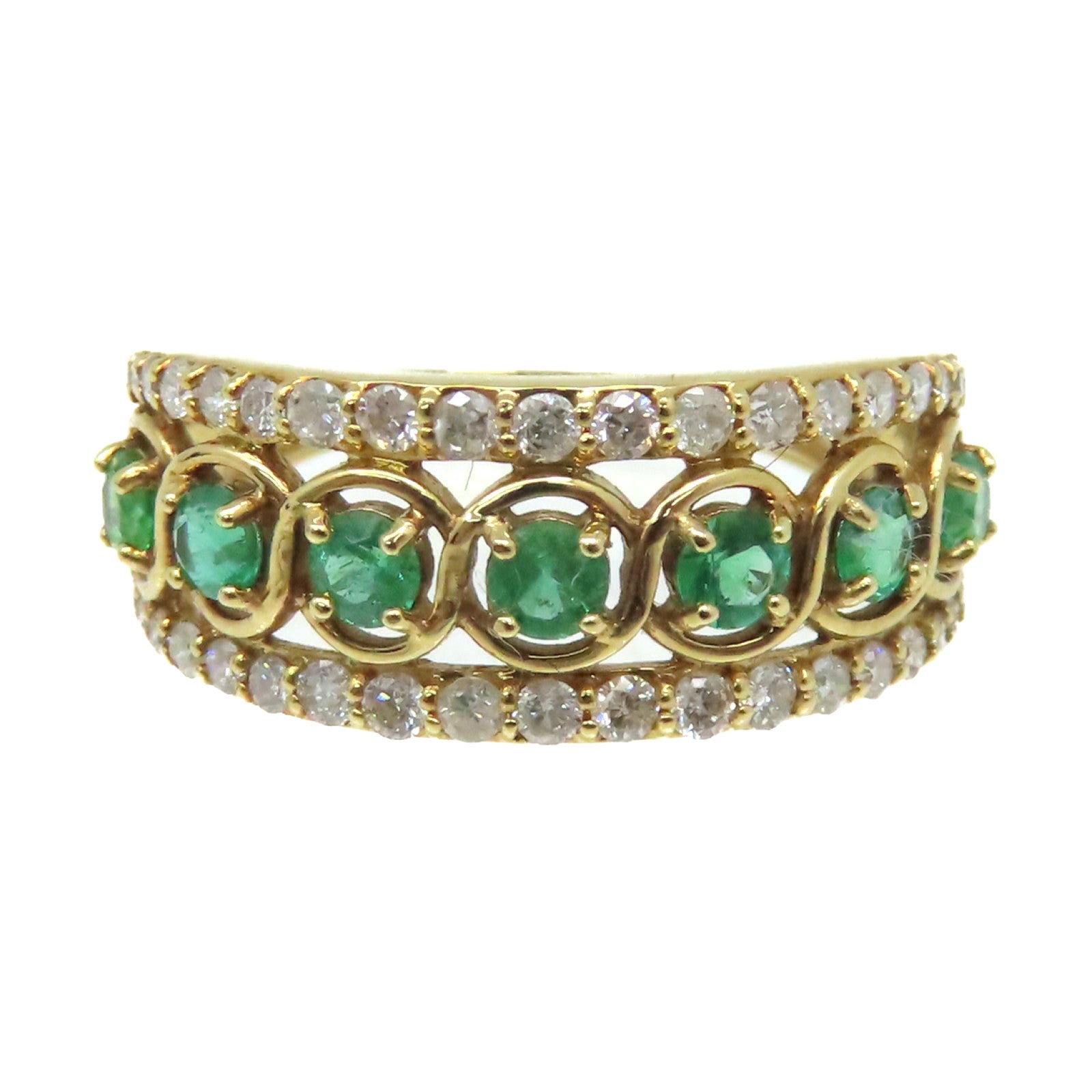 JEWELRY 【激減優惠】18K黃金/0.4ct綠寶石/0.4ct鑽石Emerald Ring戒指US#6