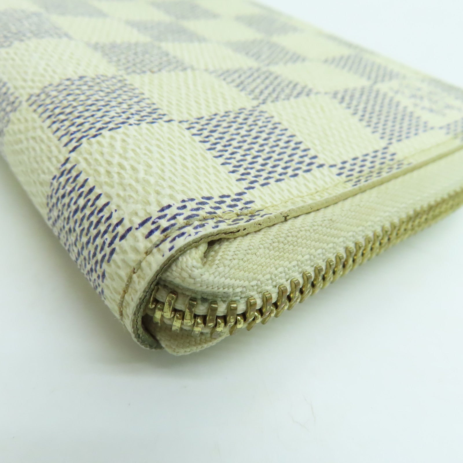 LOUIS VUITTON 【激減優惠】Damier Azur Zippy Wallet金扣錢包白色