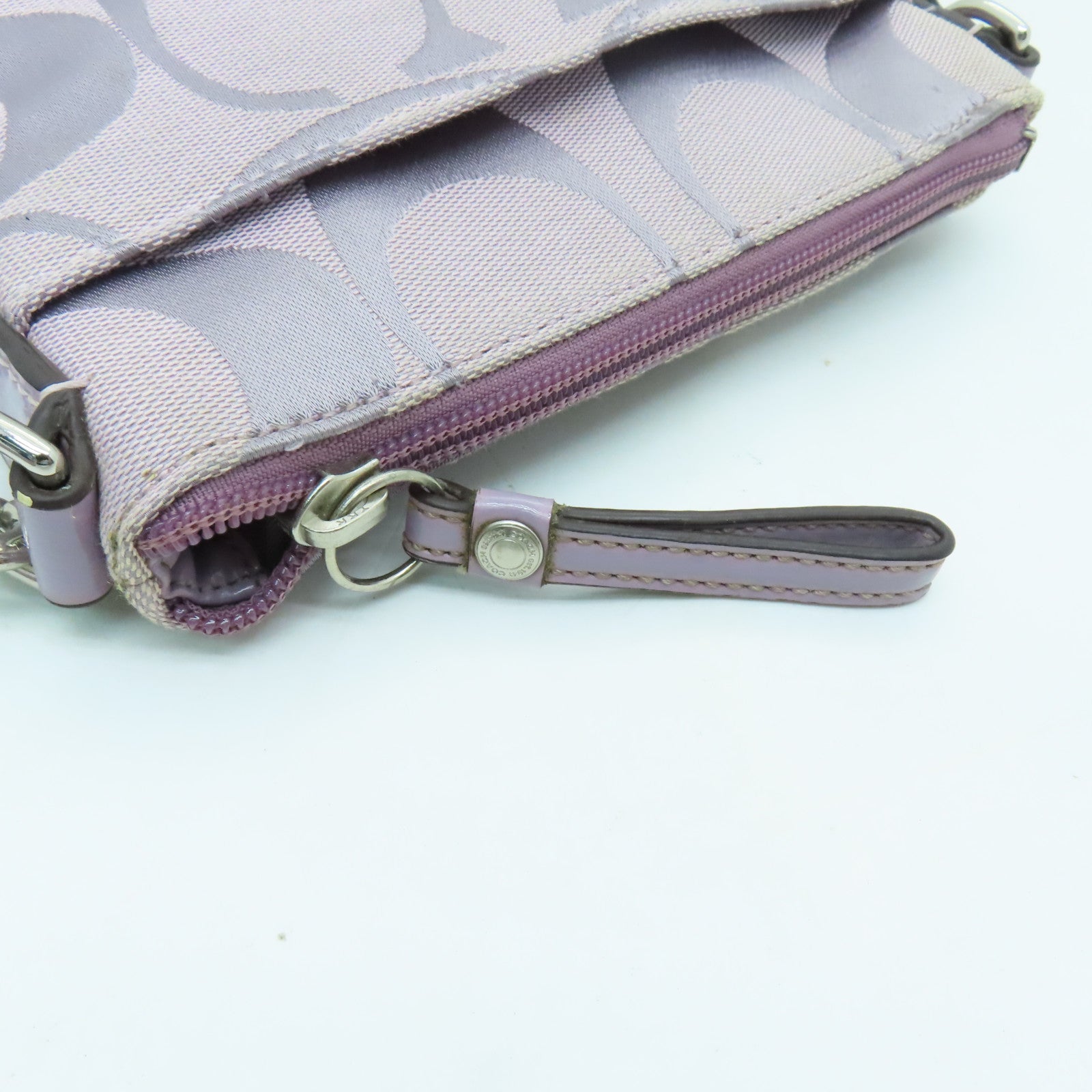 COACH 帆布Shoulder Bag銀扣肩背袋紫色
