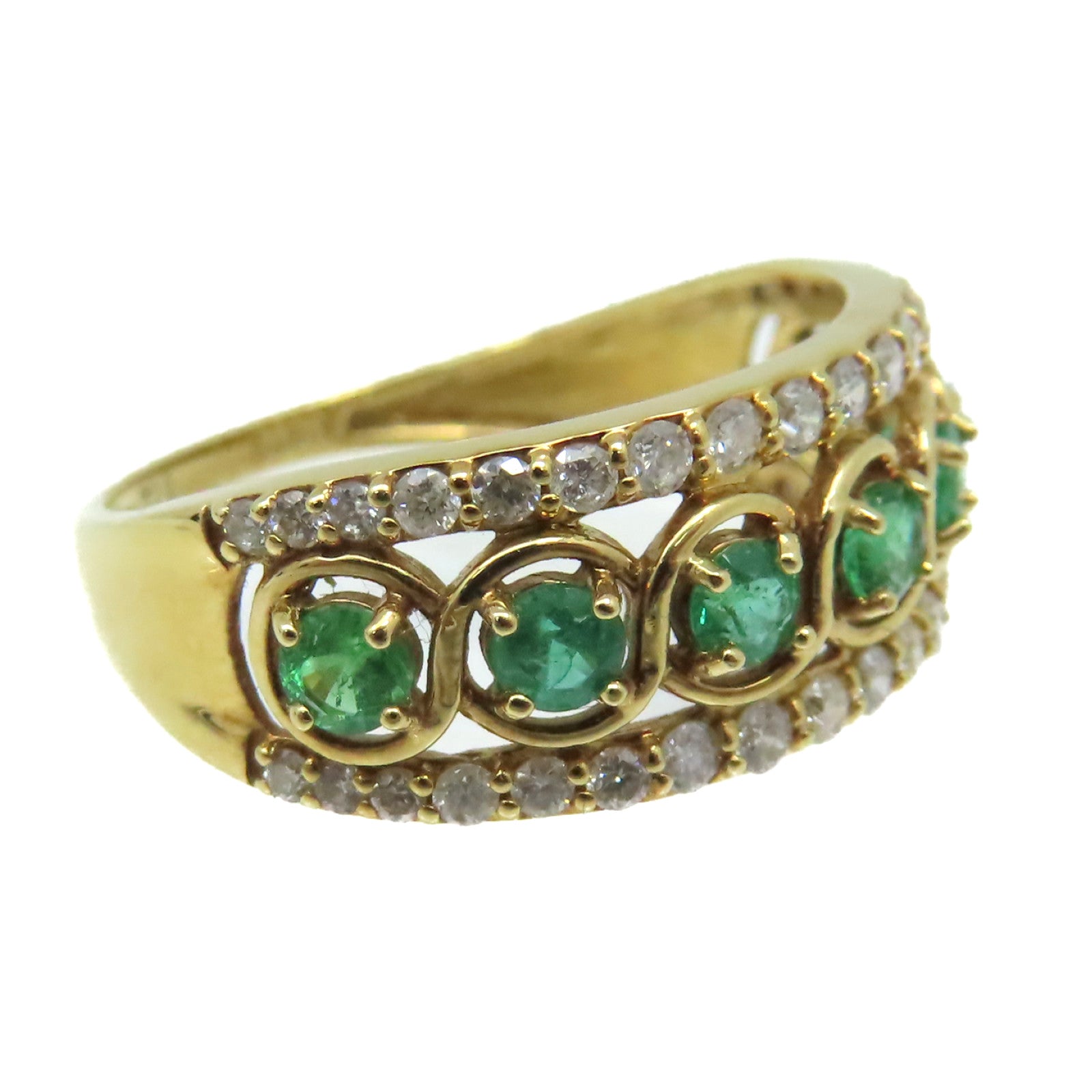 JEWELRY 【激減優惠】18K黃金/0.4ct綠寶石/0.4ct鑽石Emerald Ring戒指US#6