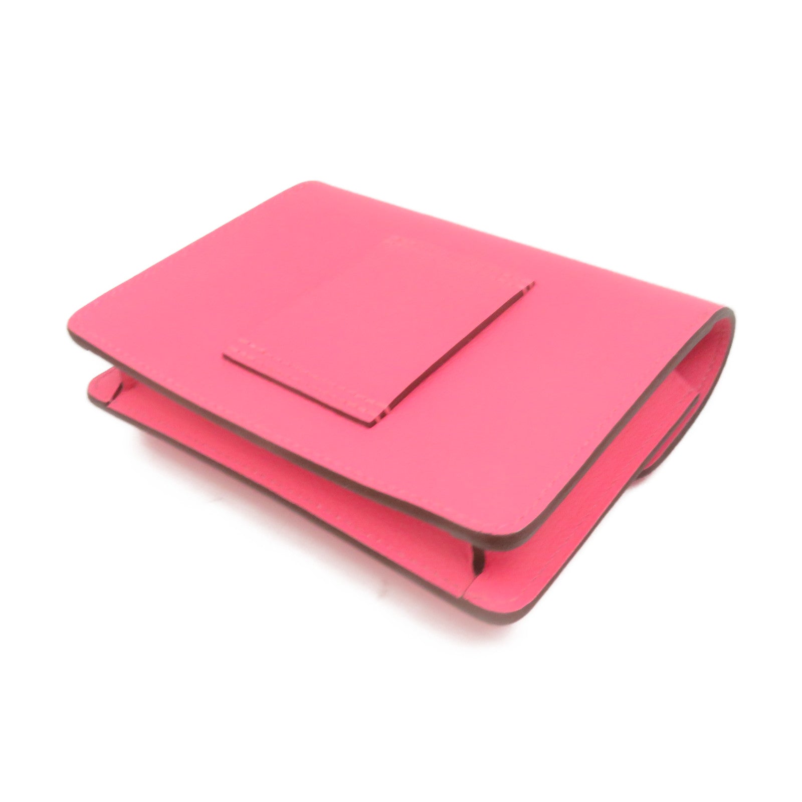 HERMES 【激減優惠】Evercolor皮革Roulis Slim Wallet銀扣短錢腰包兩用袋Rose Azalee粉紅色