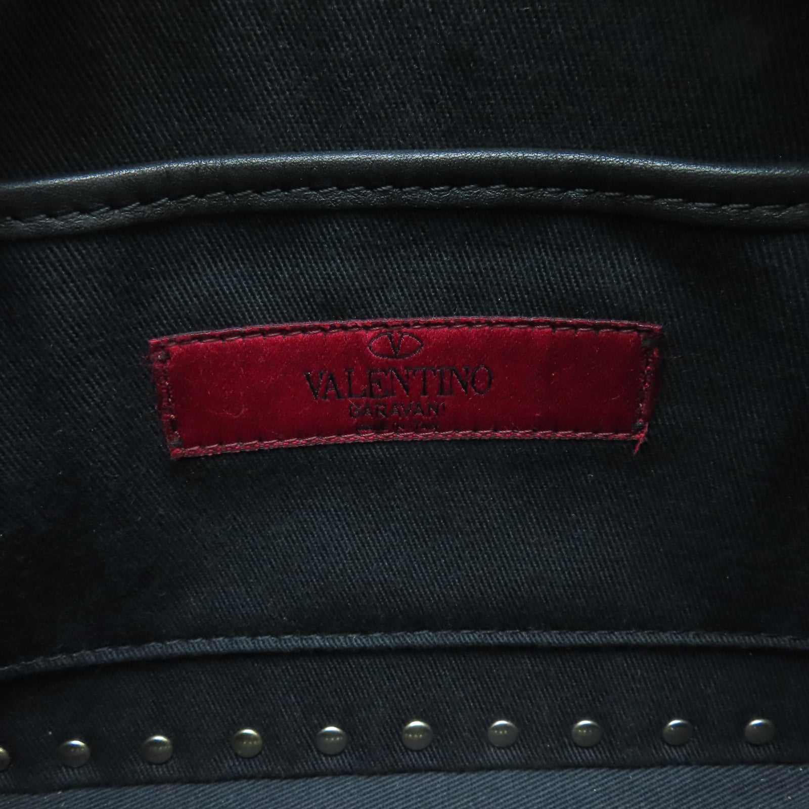Valentino 窩釘牛皮皮革Shoulder Bag金扣肩背袋黑色
