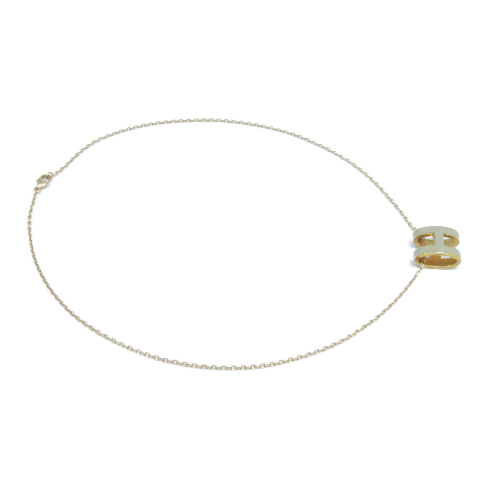 HERMES 金屬Pop H Necklace項鍊粉金色/米色
