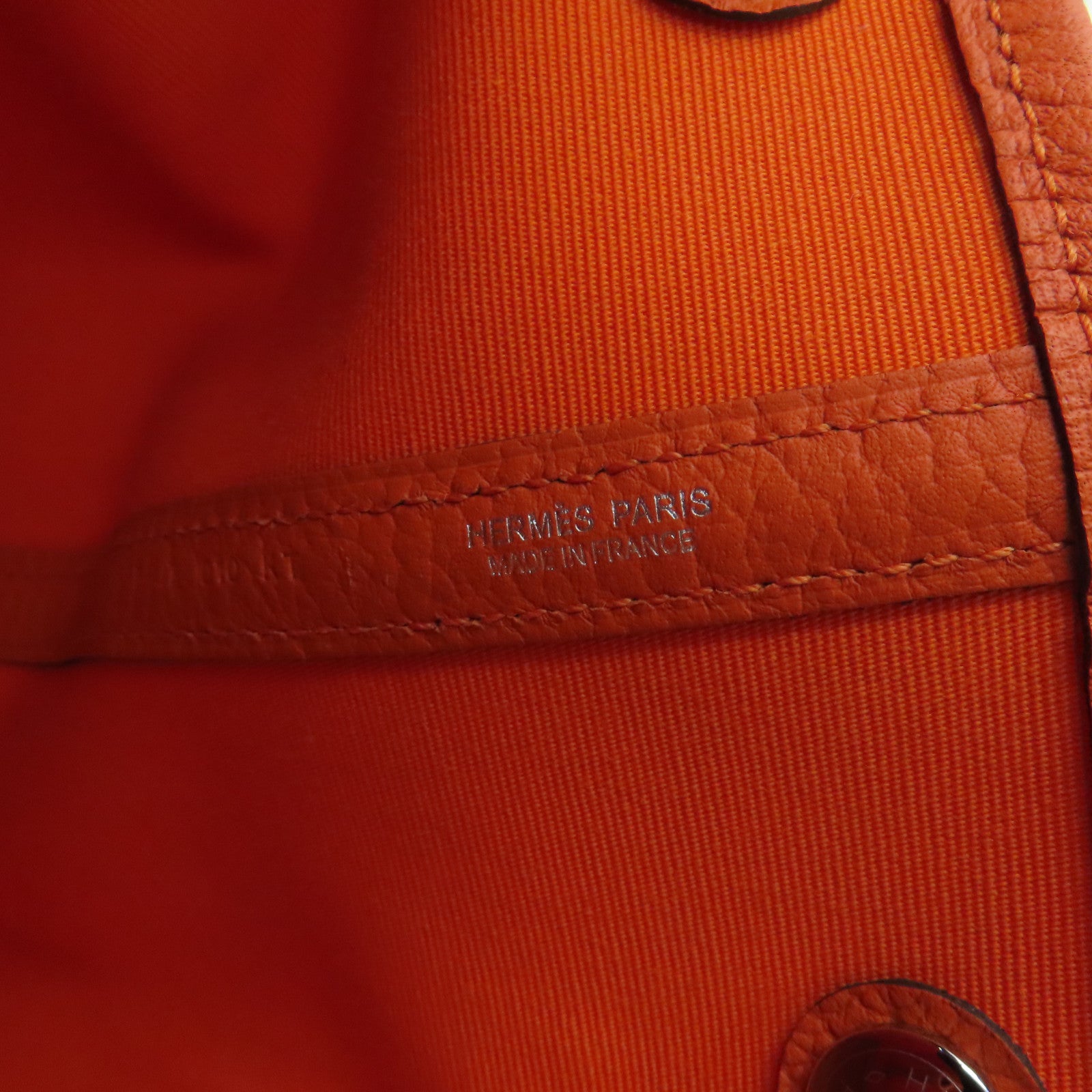 HERMES 【激減優惠】帆布Garden Party PM銀扣手挽袋Orange橙色