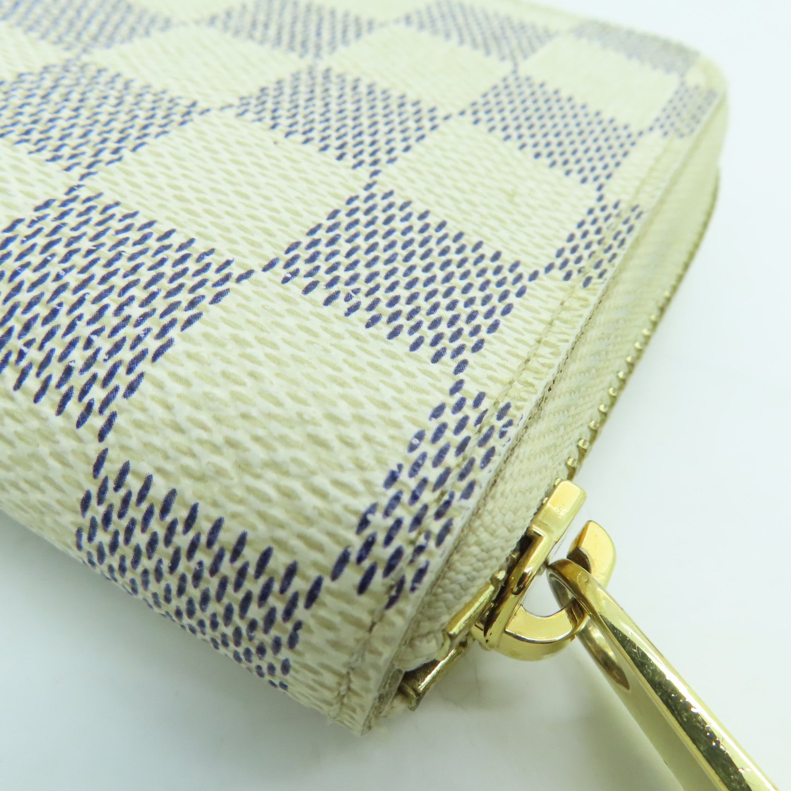 LOUIS VUITTON 【激減優惠】Damier Azur Zippy Wallet金扣錢包白色