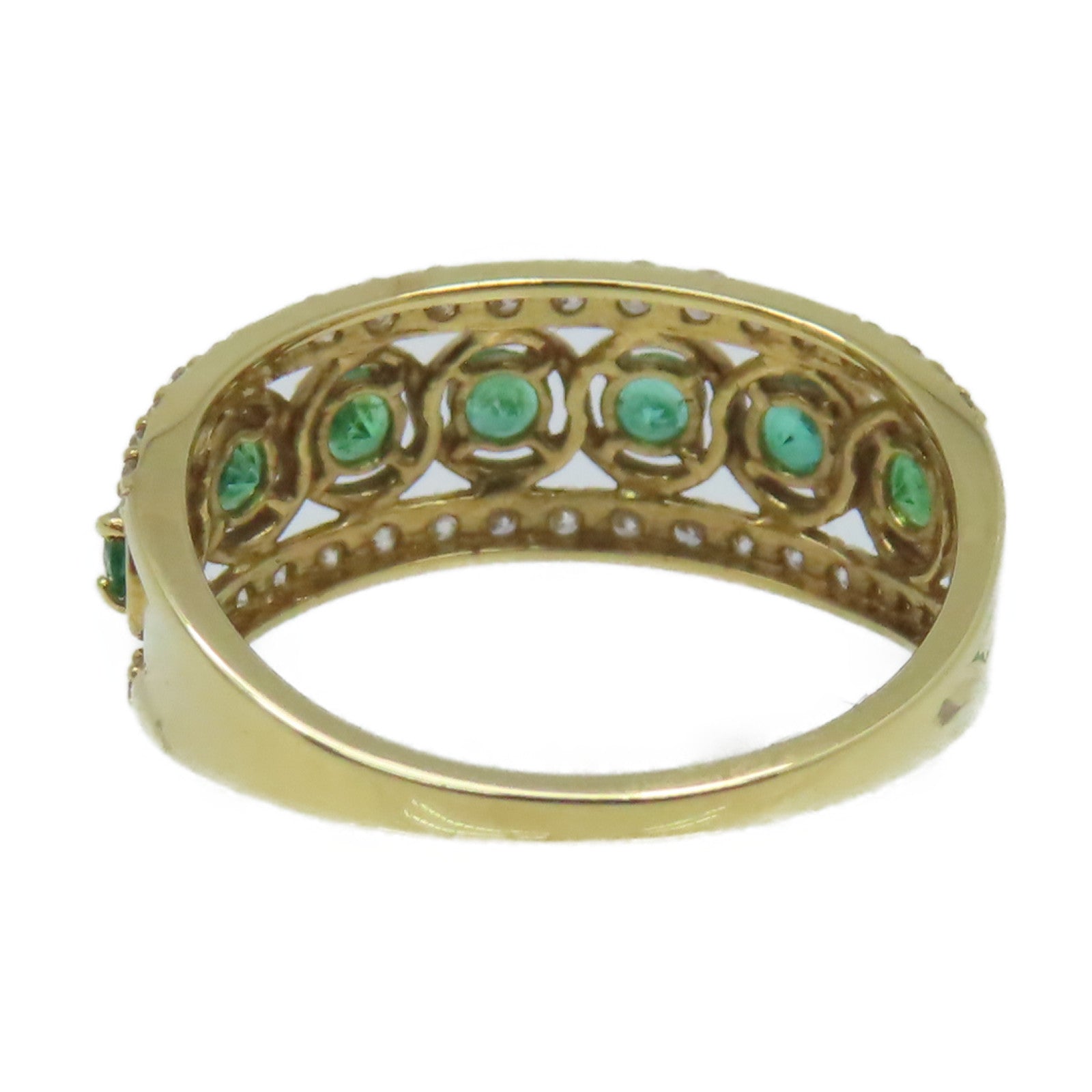 JEWELRY 【激減優惠】18K黃金/0.4ct綠寶石/0.4ct鑽石Emerald Ring戒指US#6