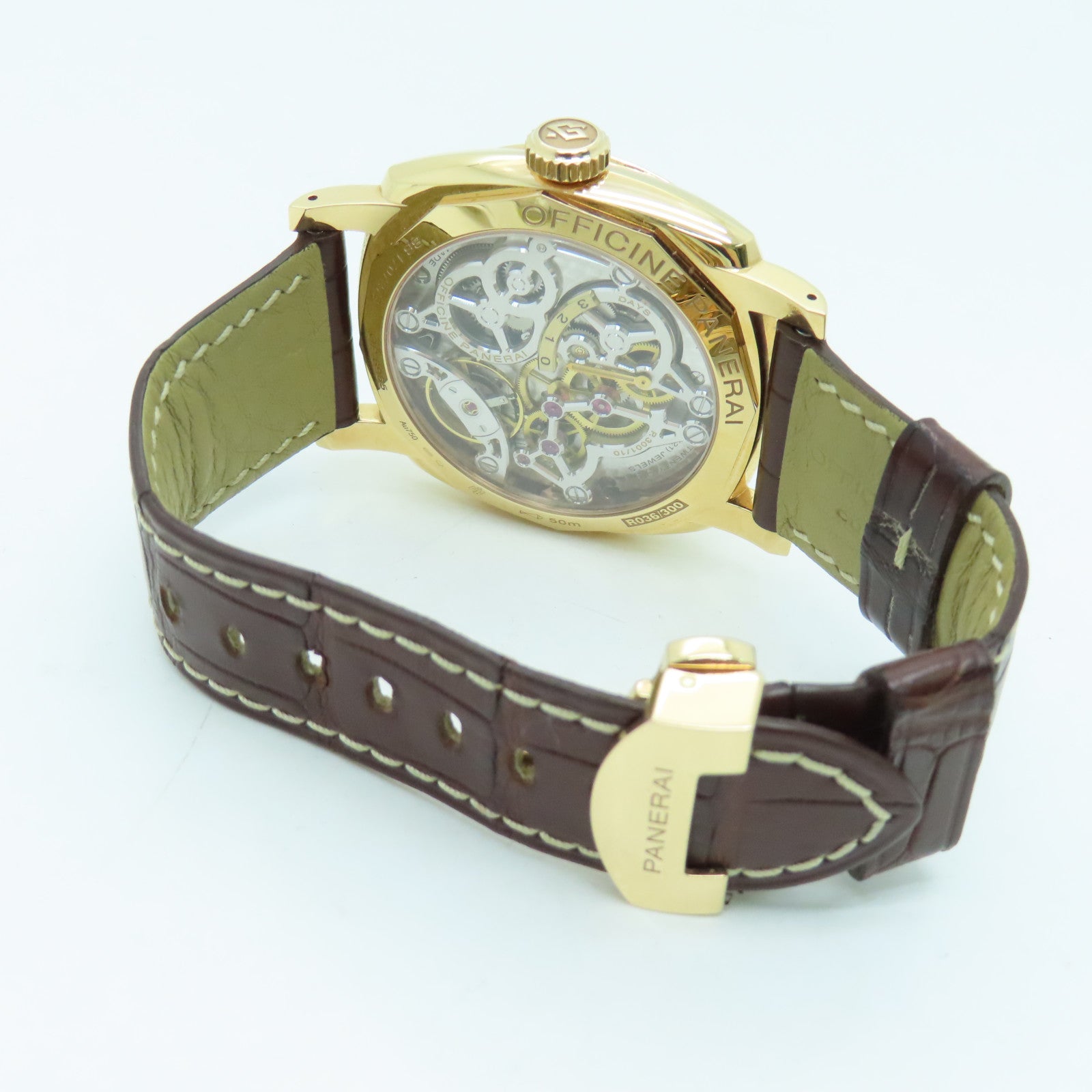 PANERAI Radiomir GMT 18K Rose Gold/Alligator Leather Watch Automatic Movement Brown