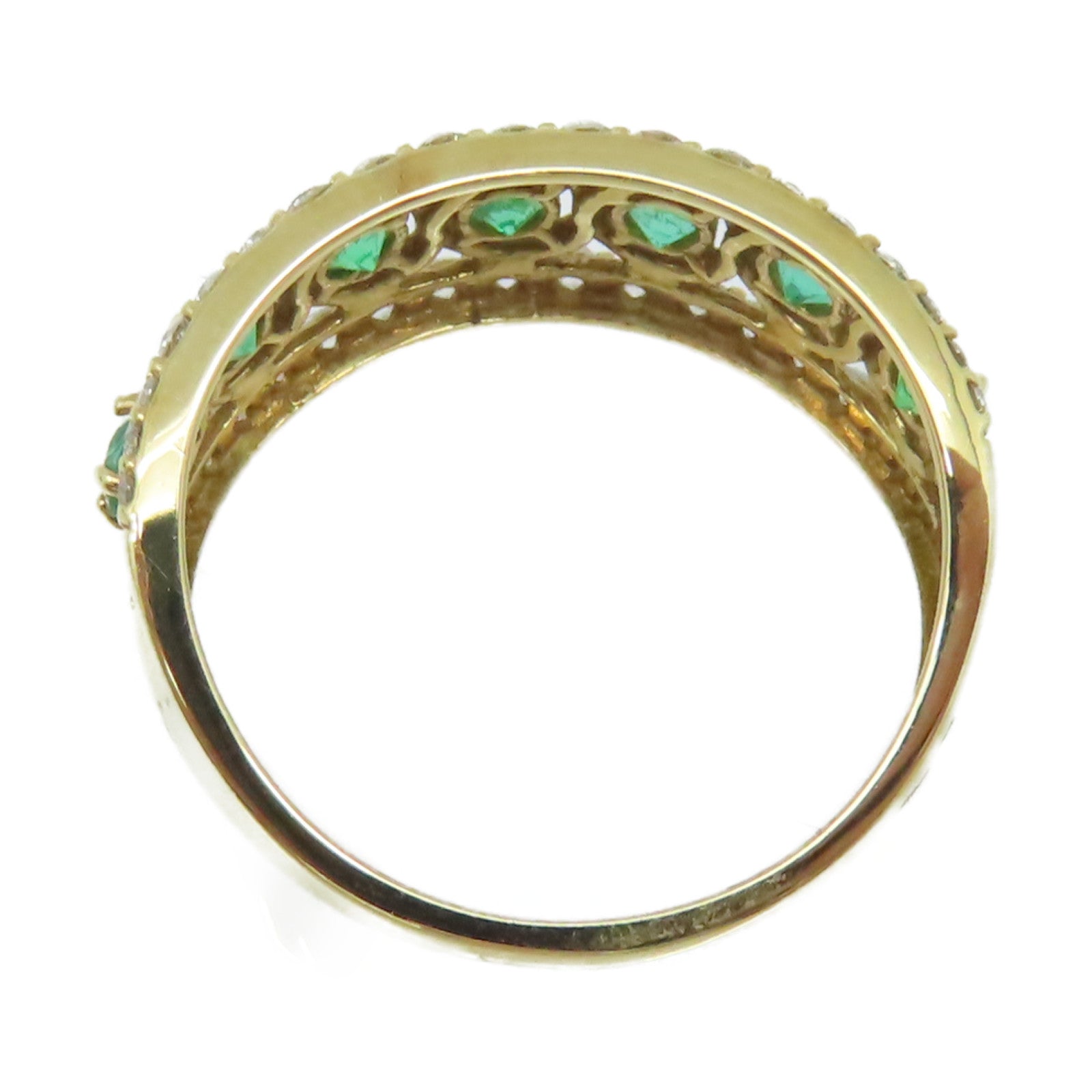 JEWELRY 【激減優惠】18K黃金/0.4ct綠寶石/0.4ct鑽石Emerald Ring戒指US#6