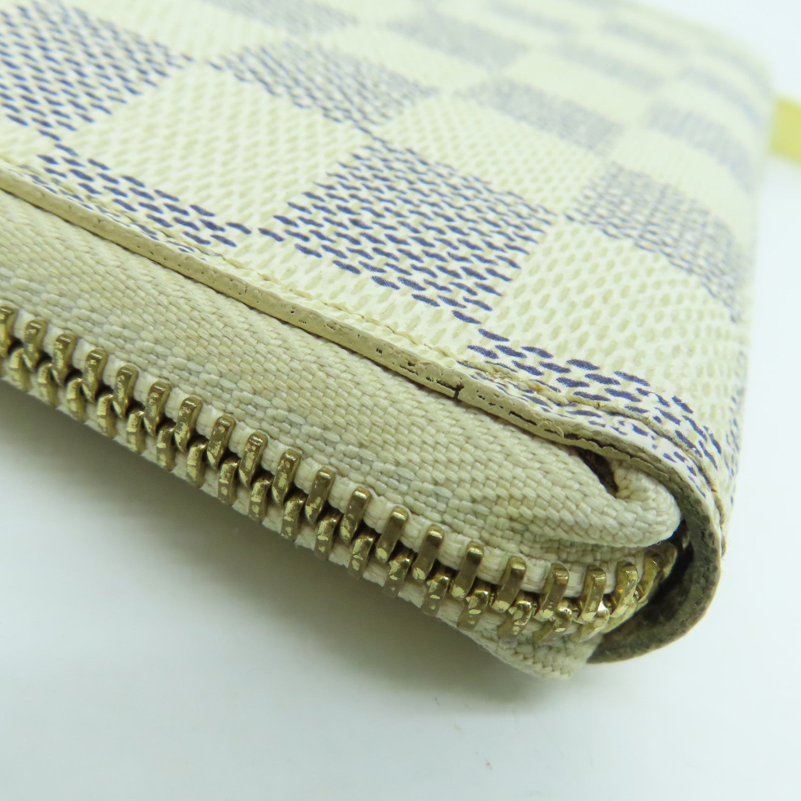 LOUIS VUITTON 【激減優惠】Damier Azur Zippy Wallet金扣錢包白色