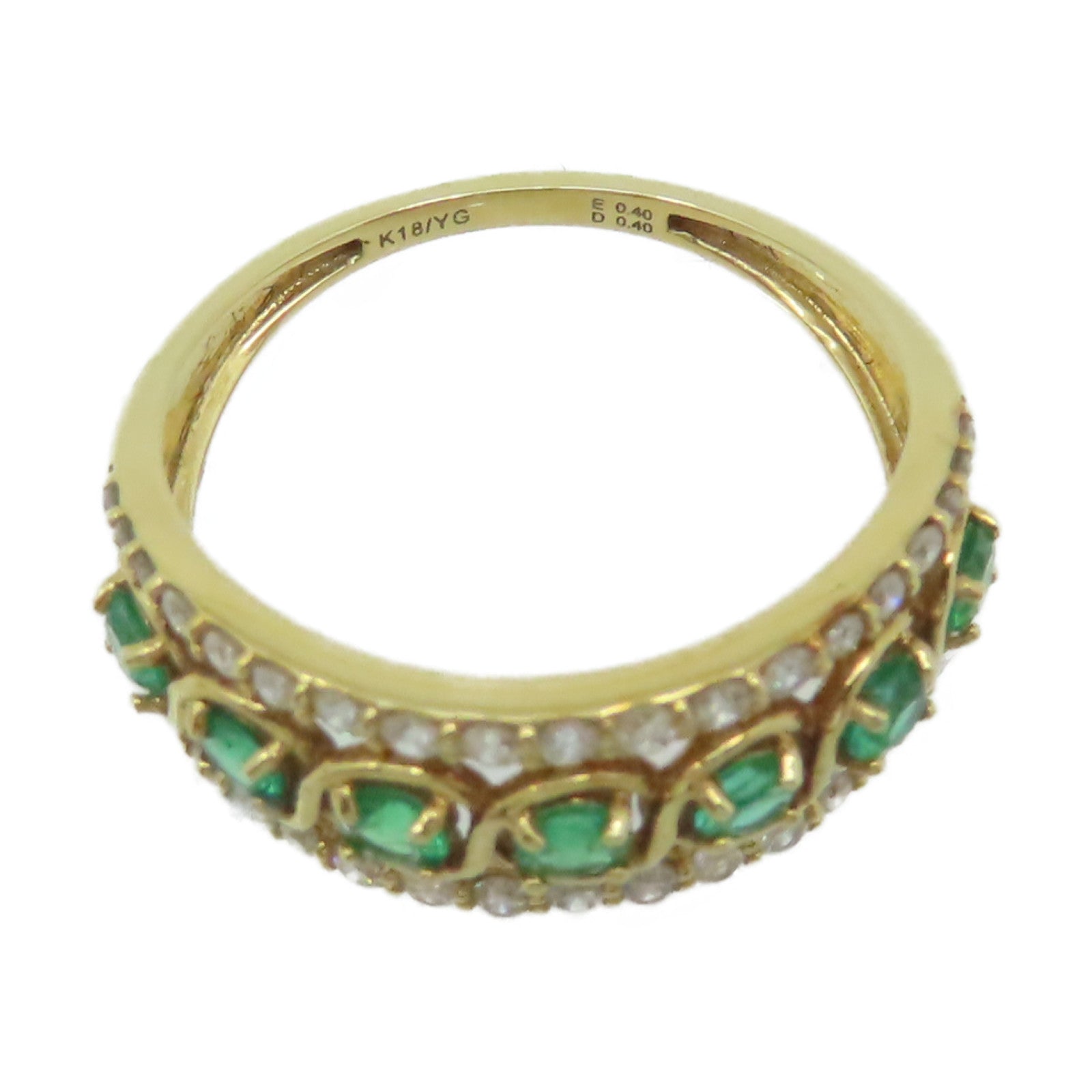JEWELRY 【激減優惠】18K黃金/0.4ct綠寶石/0.4ct鑽石Emerald Ring戒指US#6
