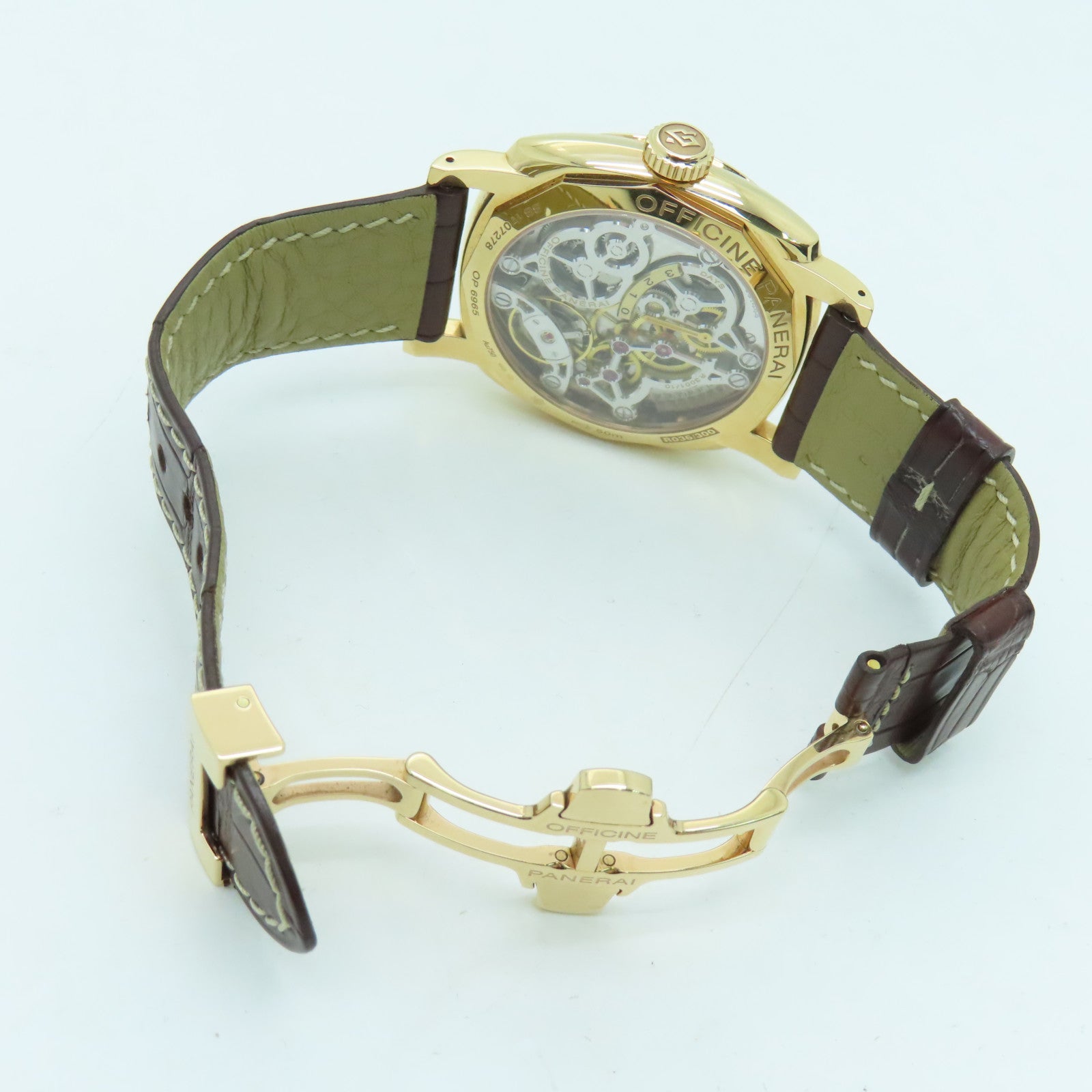 PANERAI Radiomir GMT 18K Rose Gold/Alligator Leather Watch Automatic Movement Brown